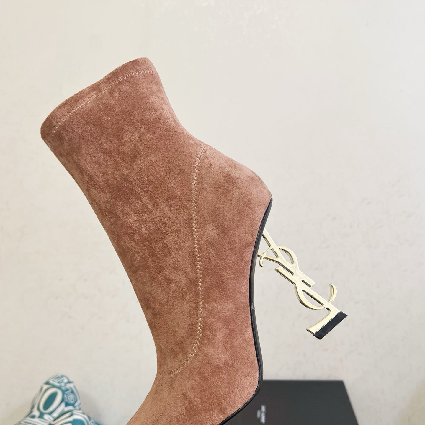 YSL 2025 Opyum 110mm Heel Ankle Boot Light Brown Suede 575012