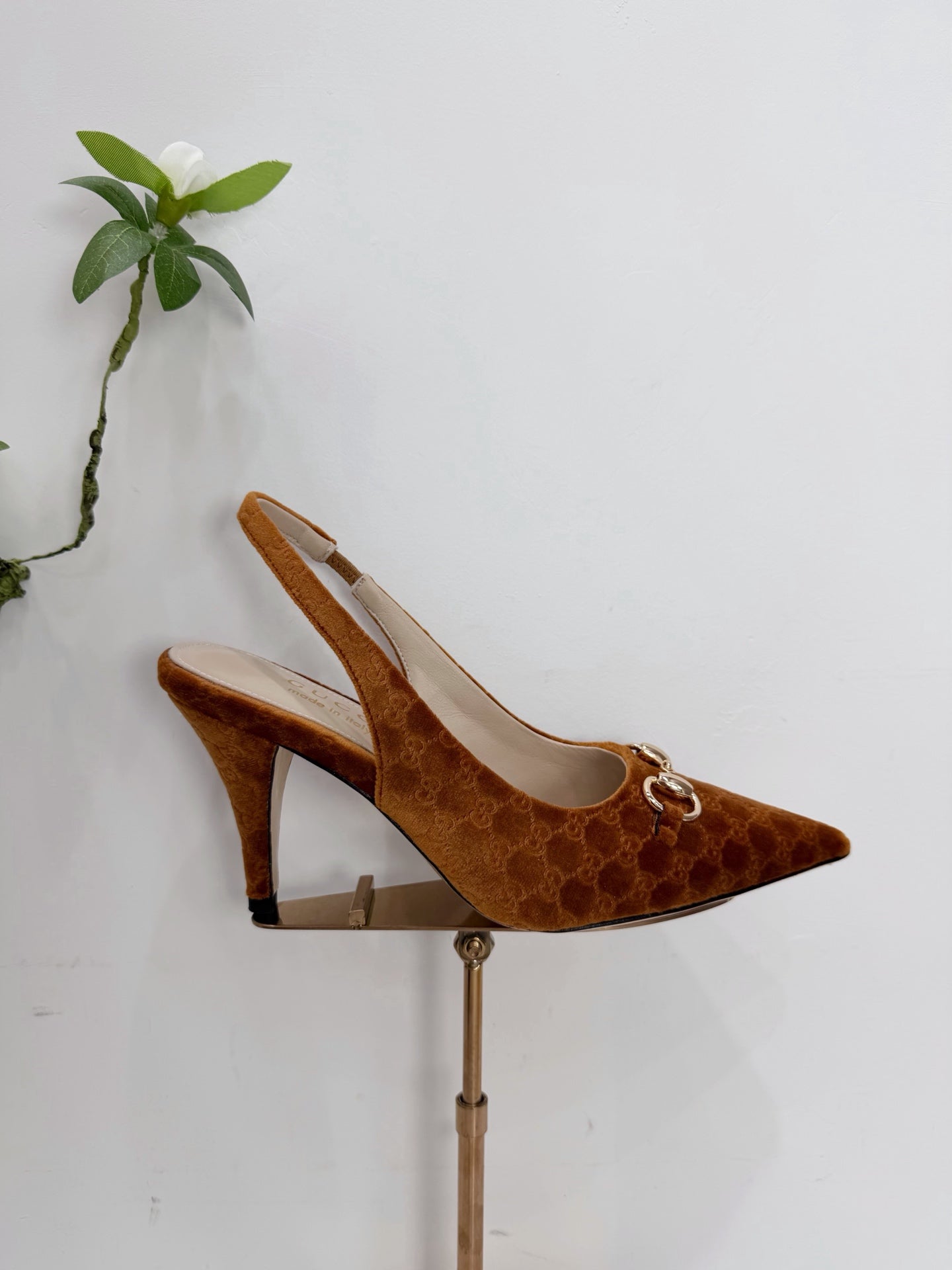 GG 26 Slingback Camel Brown Velvet 592421