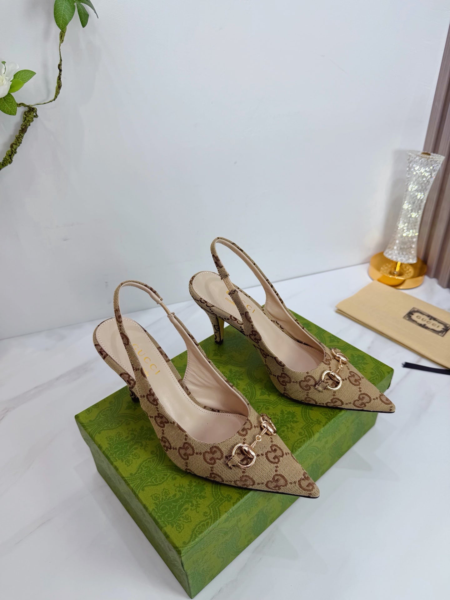 GG 26 Slingback Beige Brown Fabric 592422