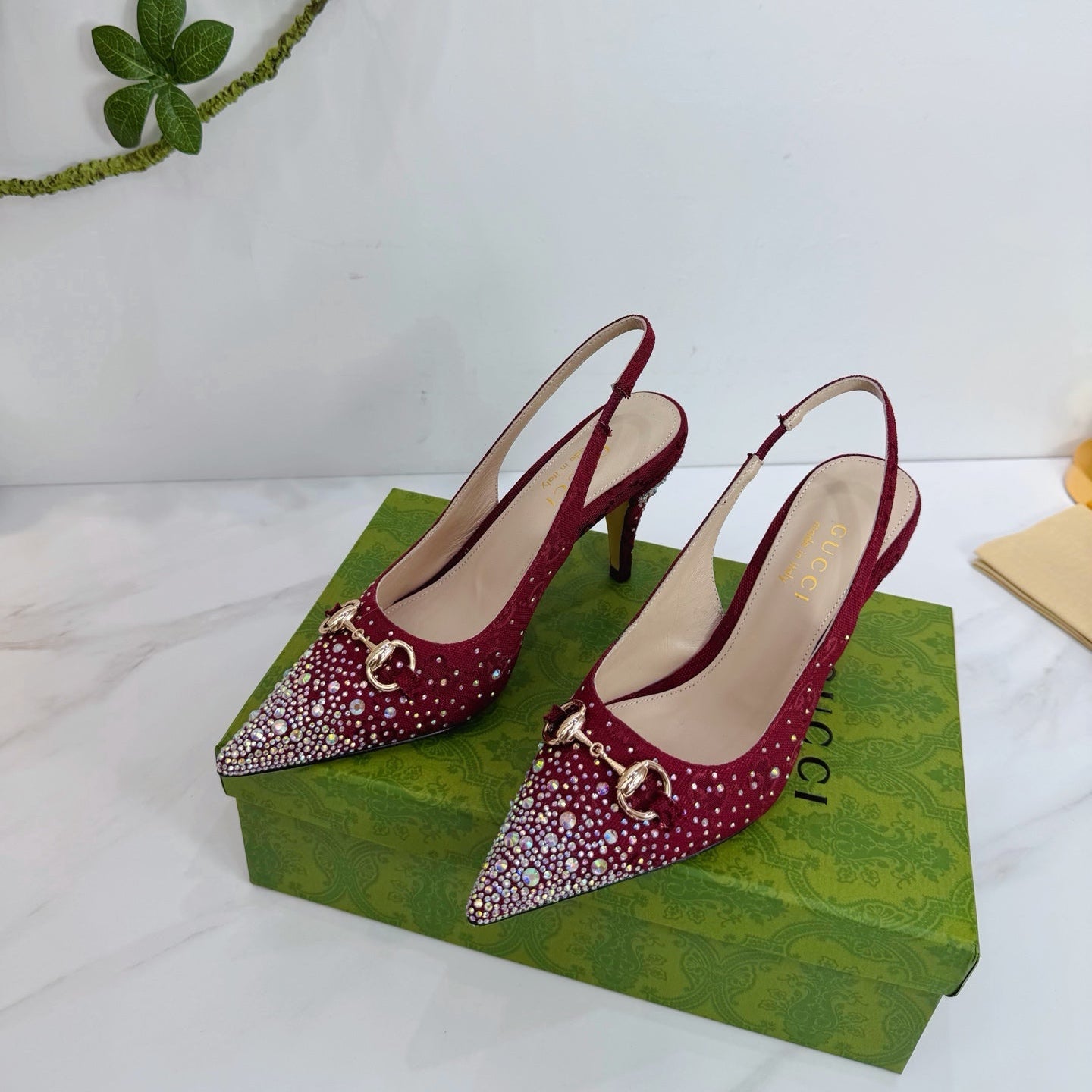 GG 26 Slingback Rhinestones Dark Red Fabric 592424