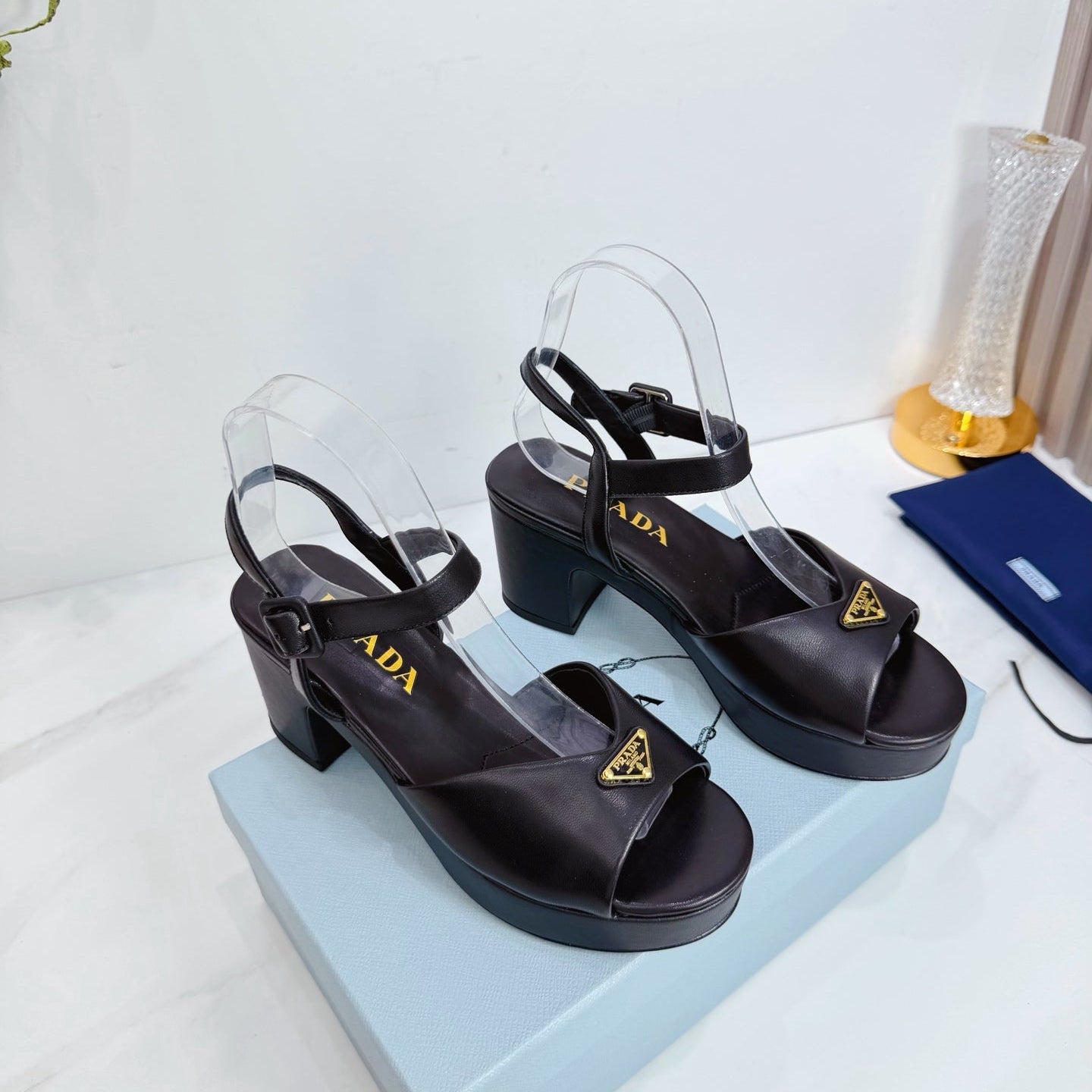 PRA 26SS Platform Sandals 75 Black Sheepskin 592384