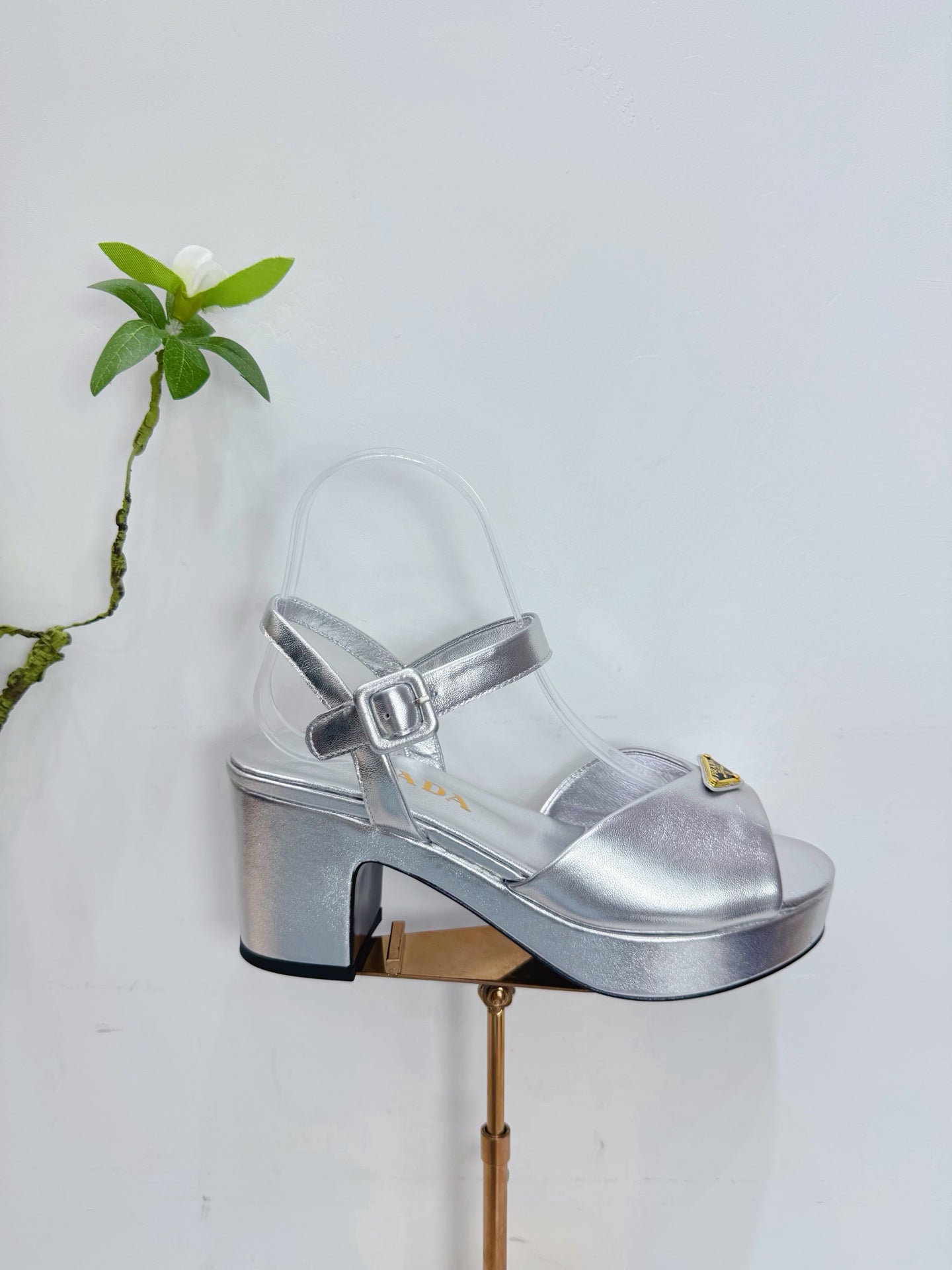 PRA 26SS Platform Sandals 75 Sliver Metallic Sheepskin 592386