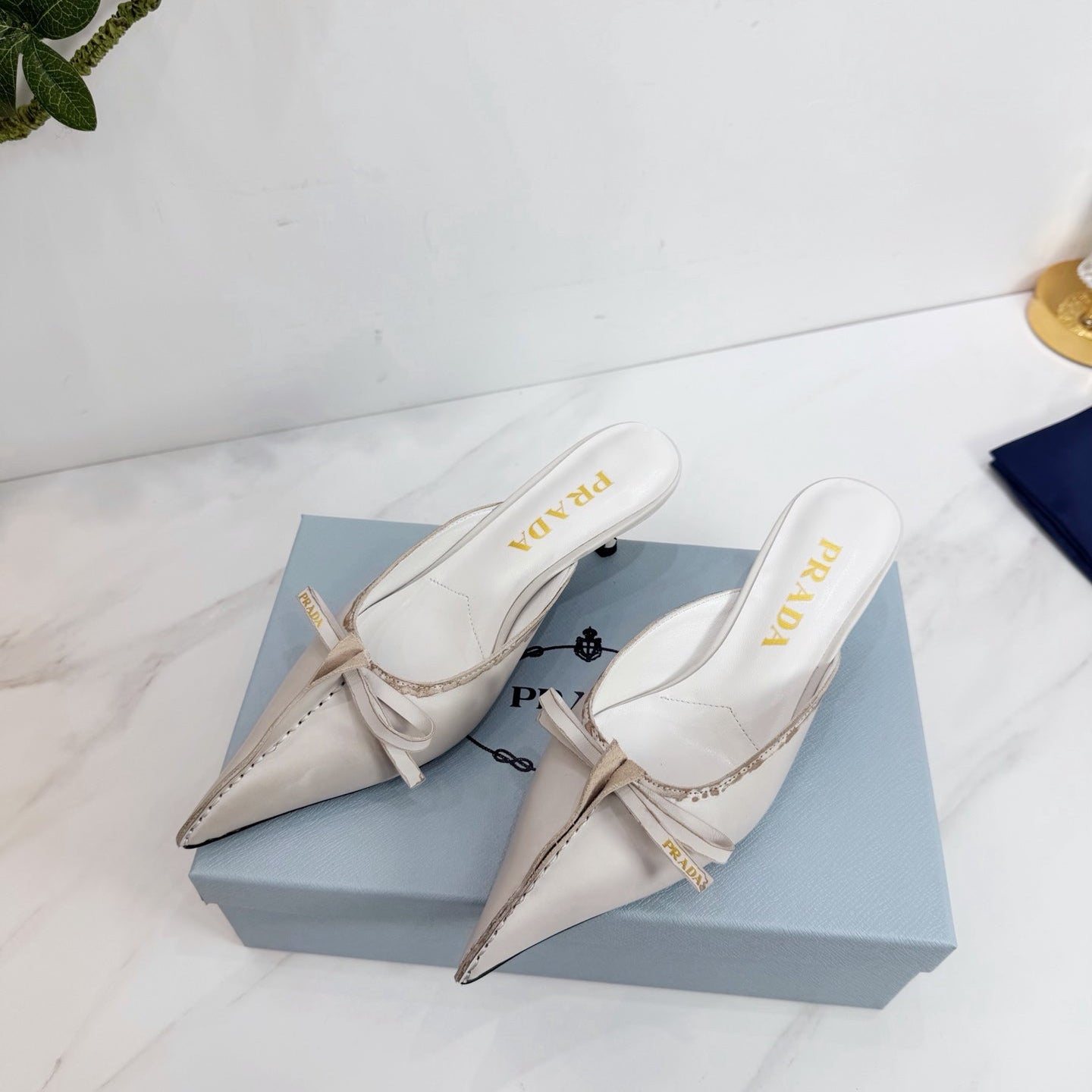 PRA 26SS Hight Heel Mule 55 Ivory Beige Cowhide 592401