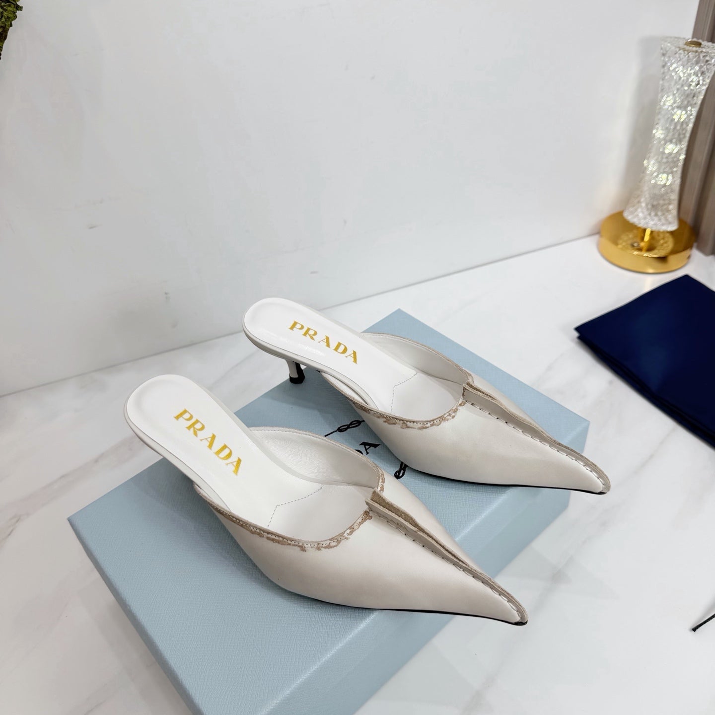 PRA 26SS High Heel Mule 55 Ivory Beige Cowhide 592409