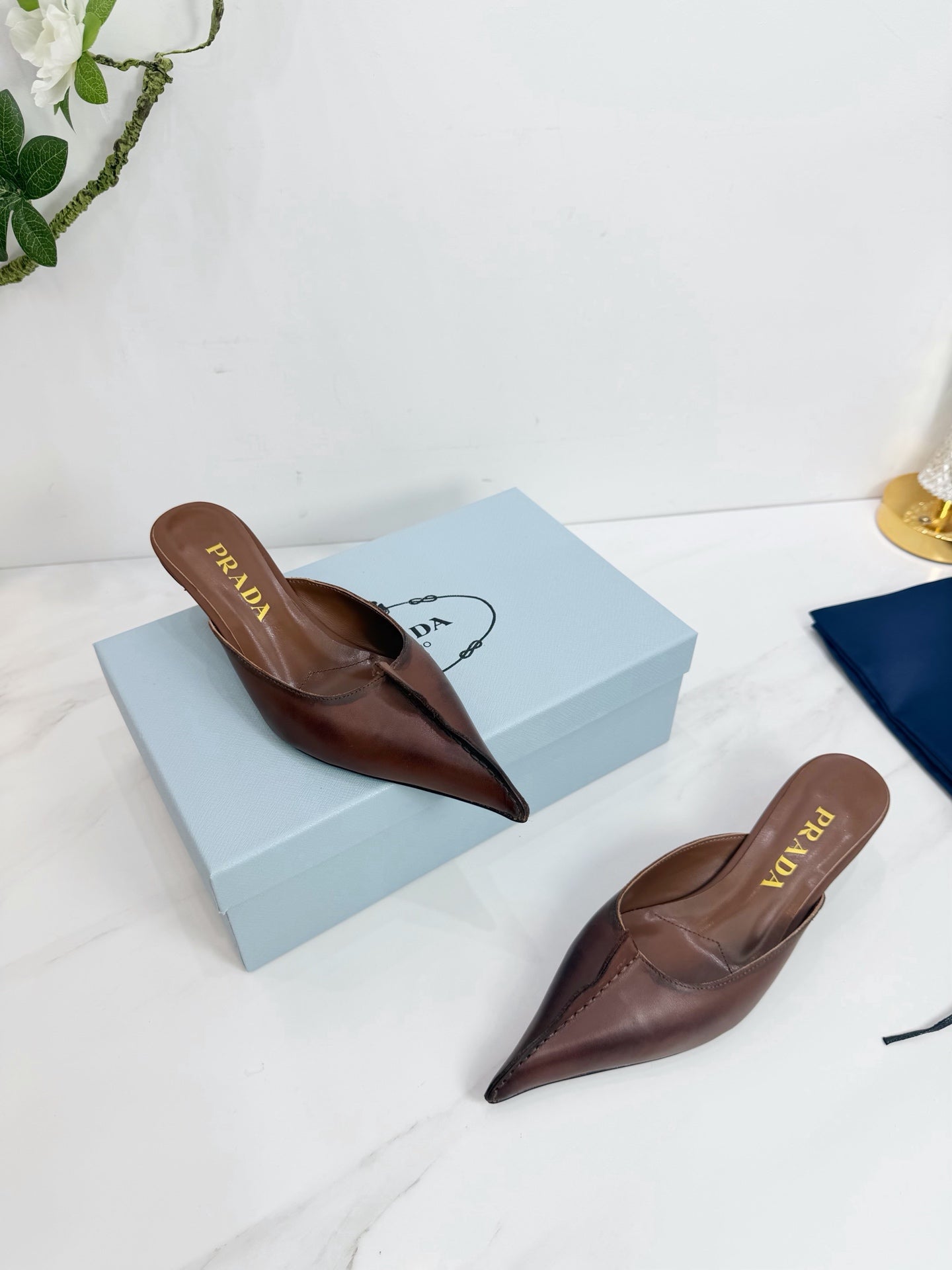 PRA 26SS High Heel Mule 55 Brown Cowhide 592410