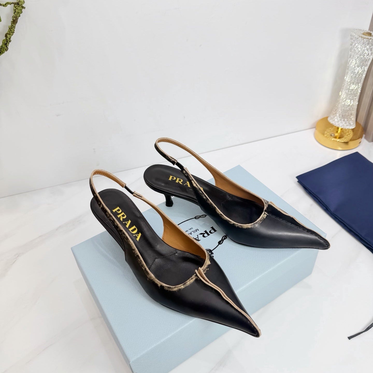 PRA 26SS Slingback 55 Black Beige Cowhide 592411