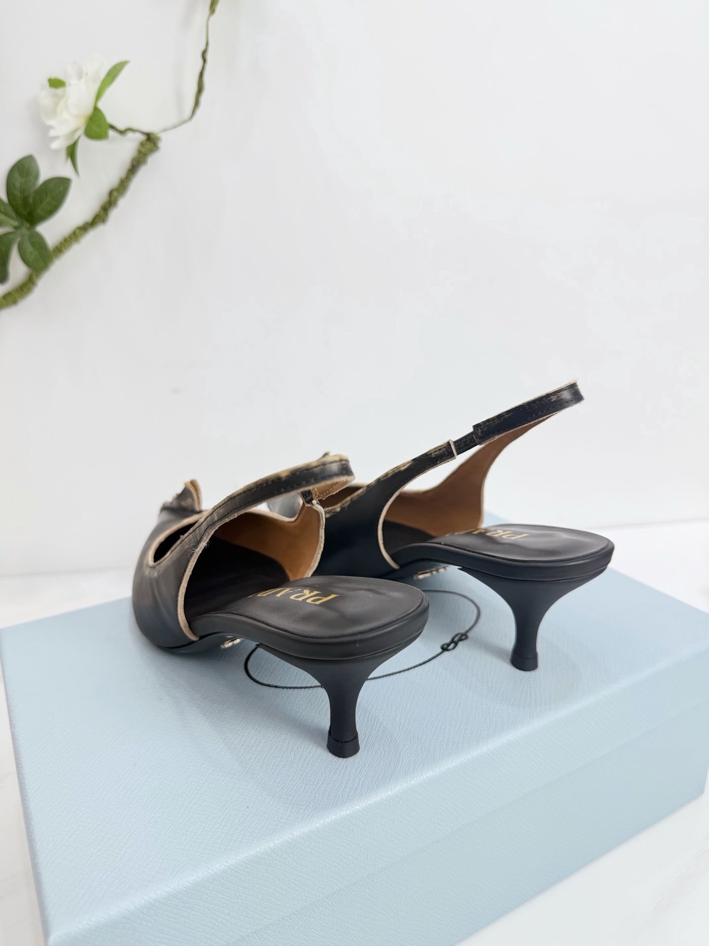 PRA 26SS Slingback 55 Black Beige Cowhide 592411