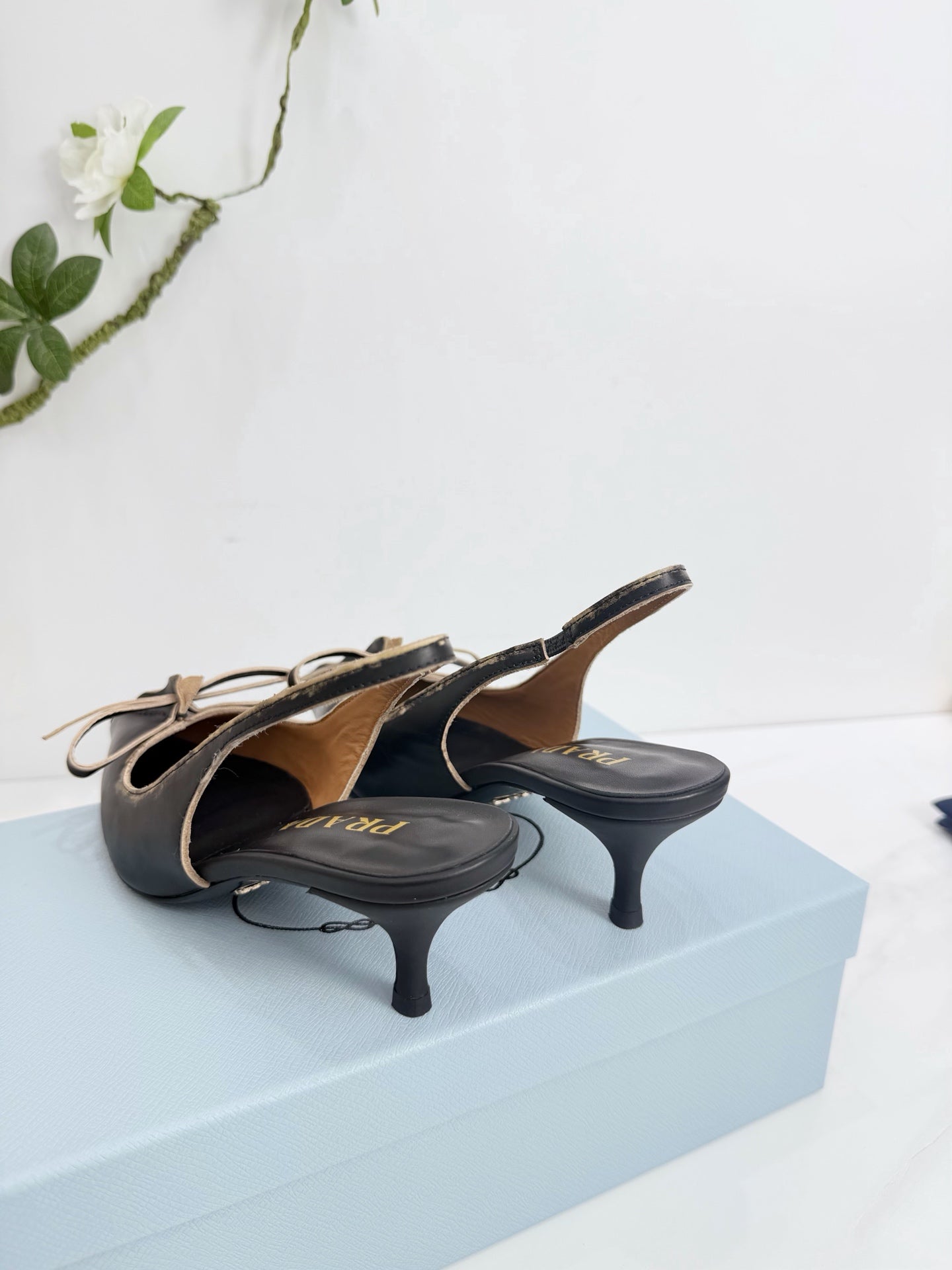 PRA 26SS Slingback 55 Black Beige Cowhide 592402