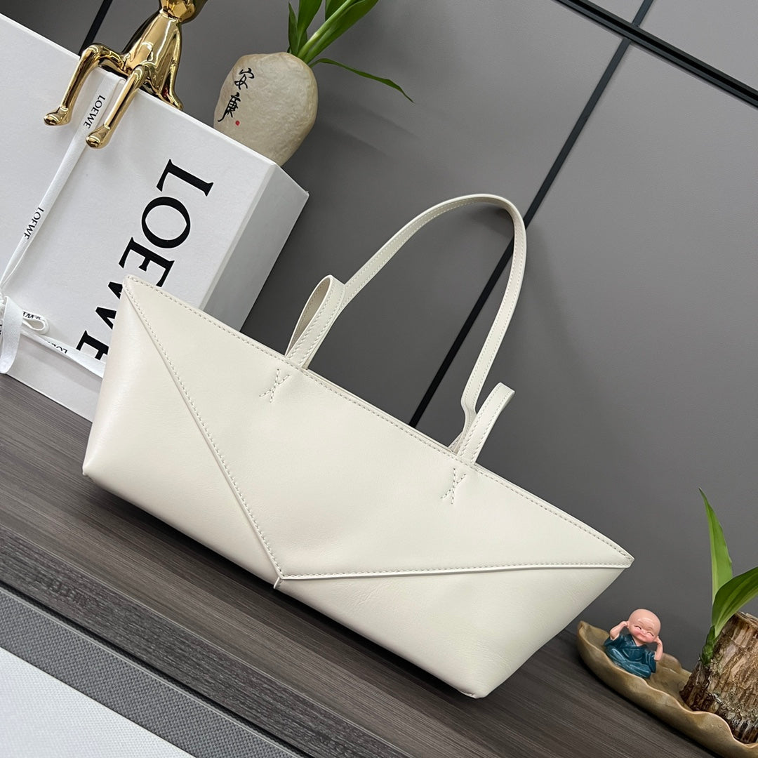 Loewe Cropped Handbag 39 White Glossy Calfskin 280661