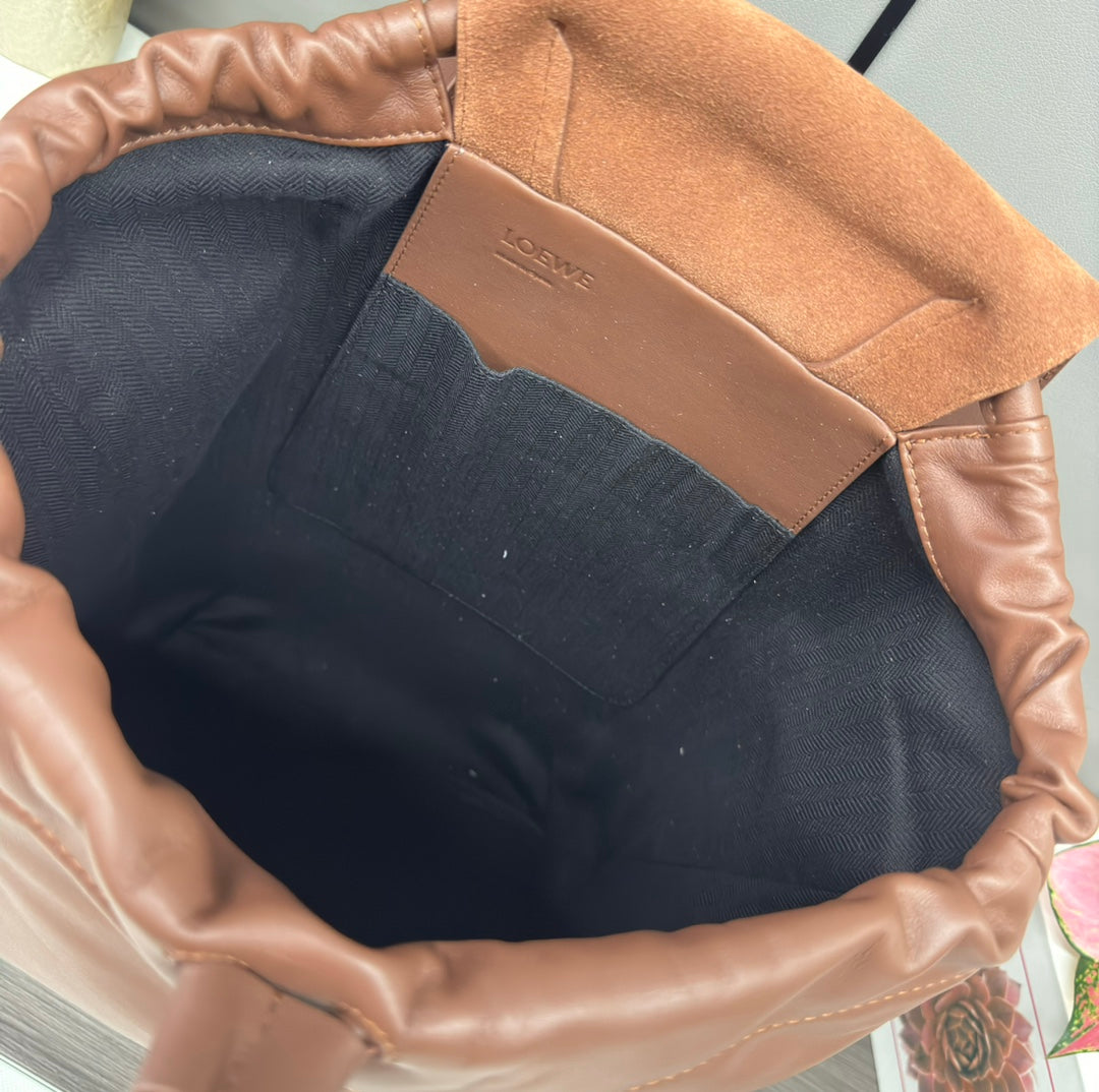 Loewe 2025 Flamenco Backpack 40cm Brown Calfskin 274690