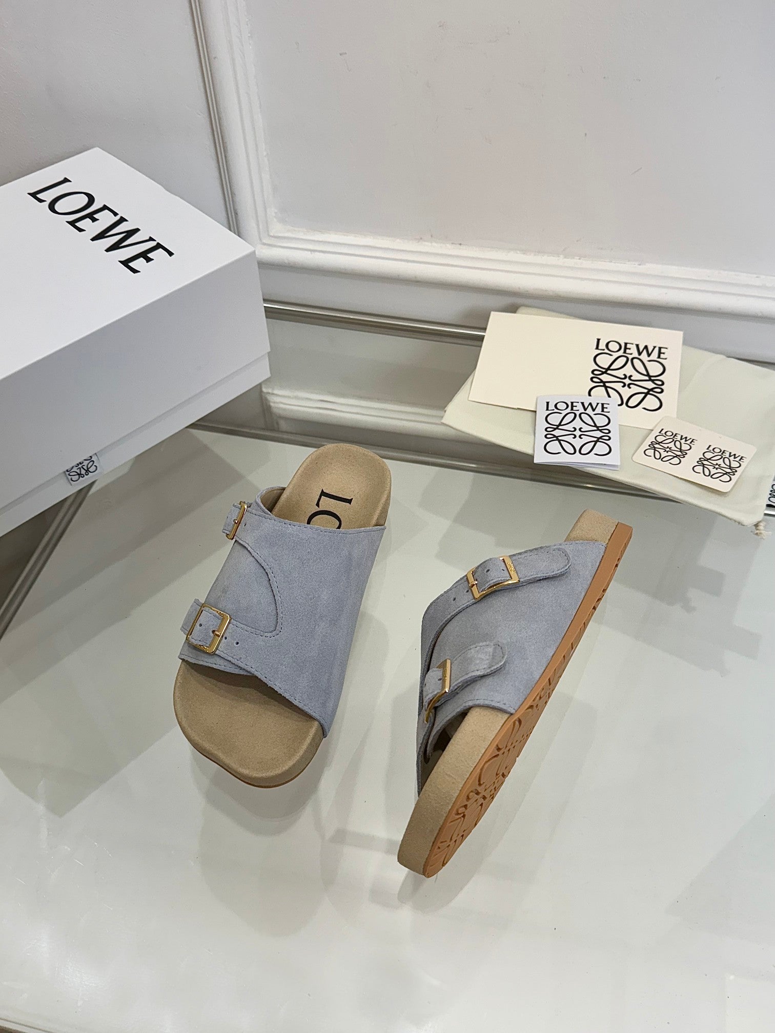 Loewe x Birkenstock Slide Slate Gray Suede