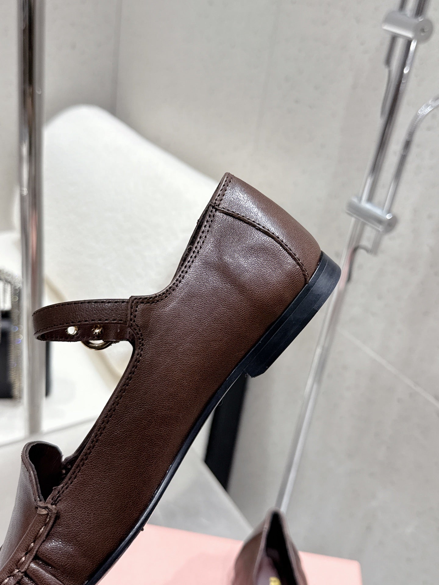 Miumiu 25 Mary Jane Loafer Brown Chocolate Cowhide 552428