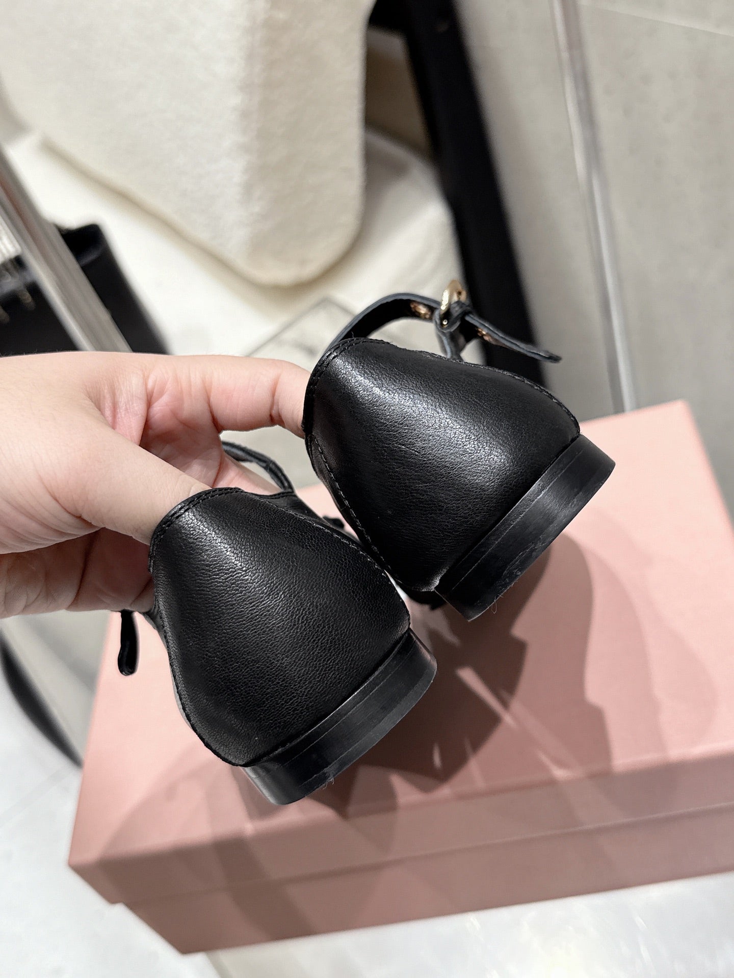 Miumiu 25 Mary Jane Loafer Black Cowhide 552429