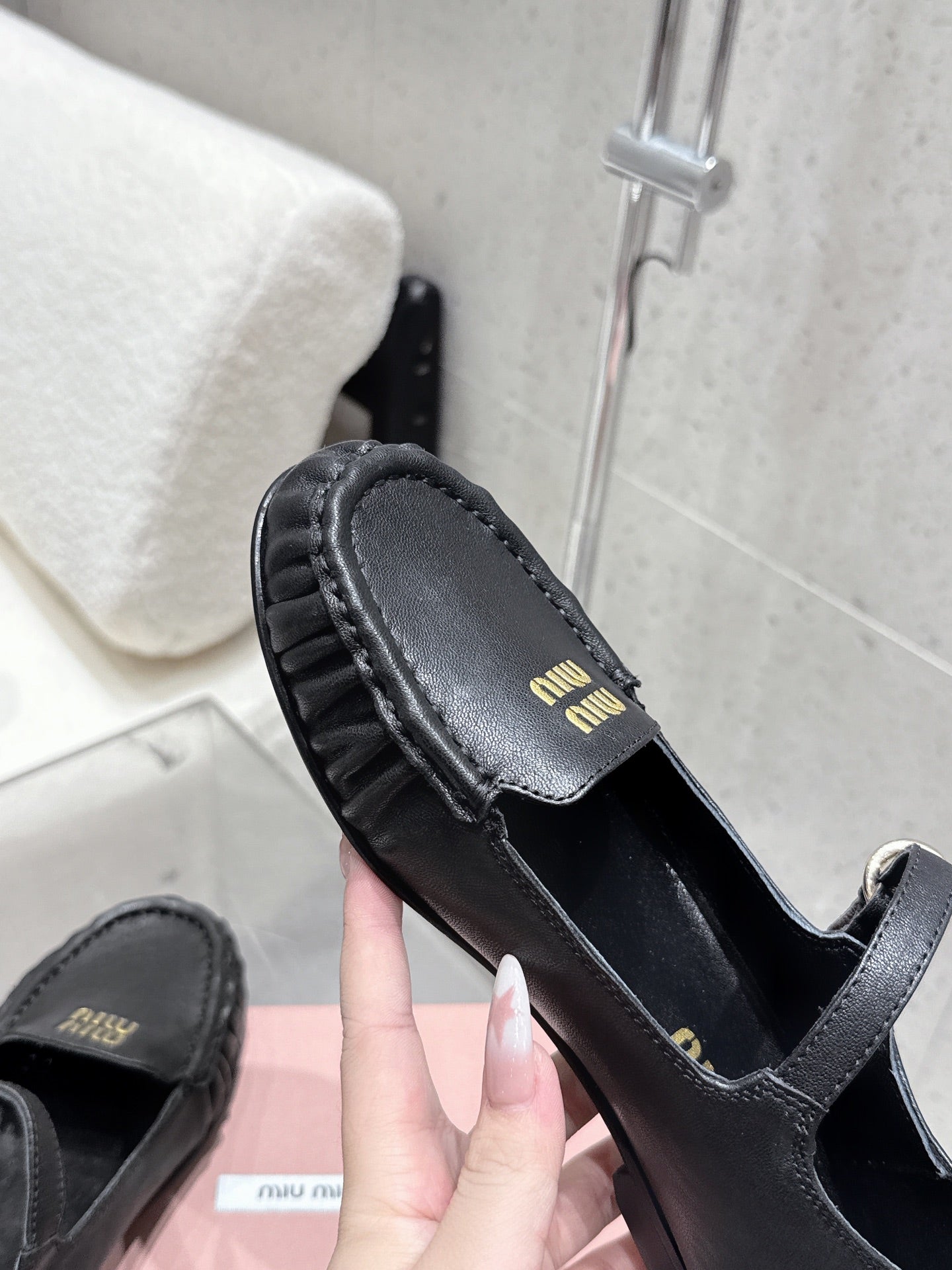 Miumiu 25 Mary Jane Loafer Black Cowhide 552429