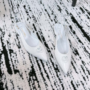 CC Slinback Flats In White Glossy Lambskin 144673