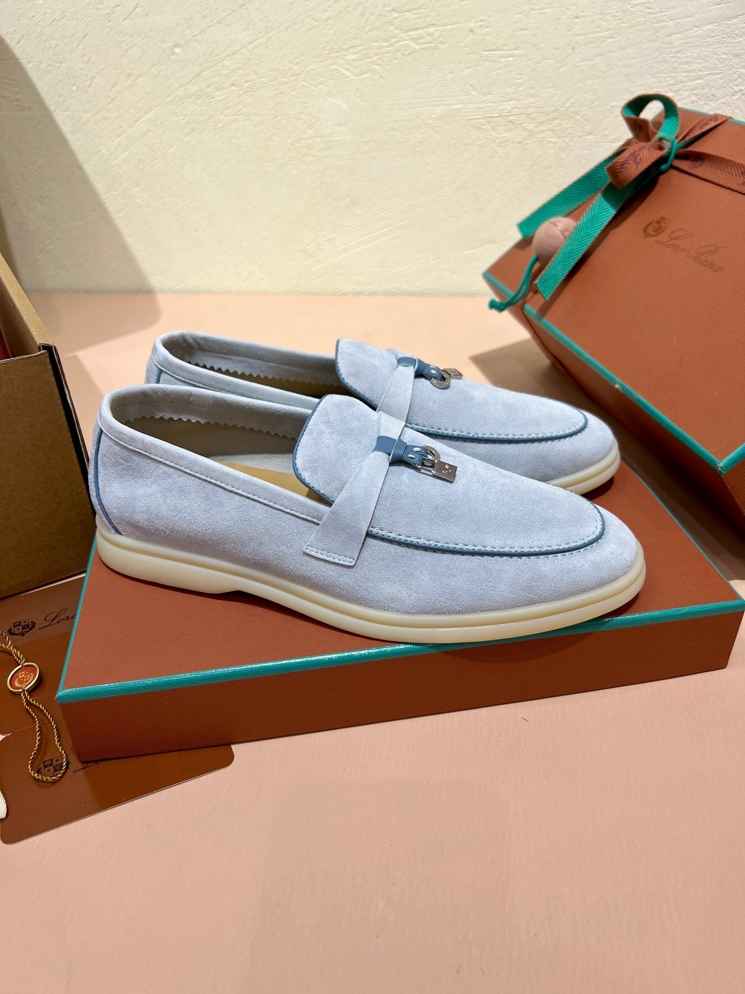 lp summer charm walk loafer aqua blue suede