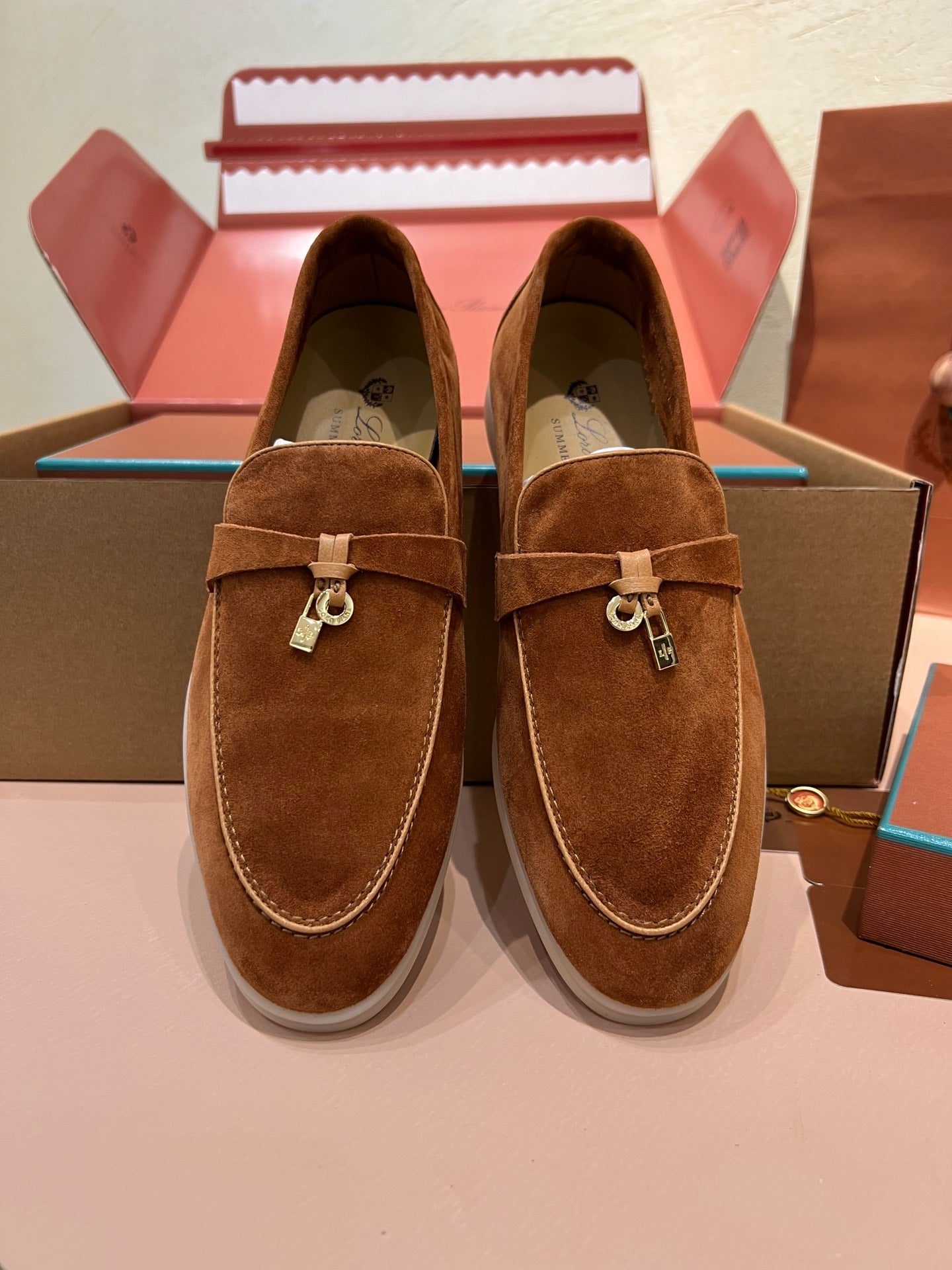 lp summer charm walk loafer brown beige suede