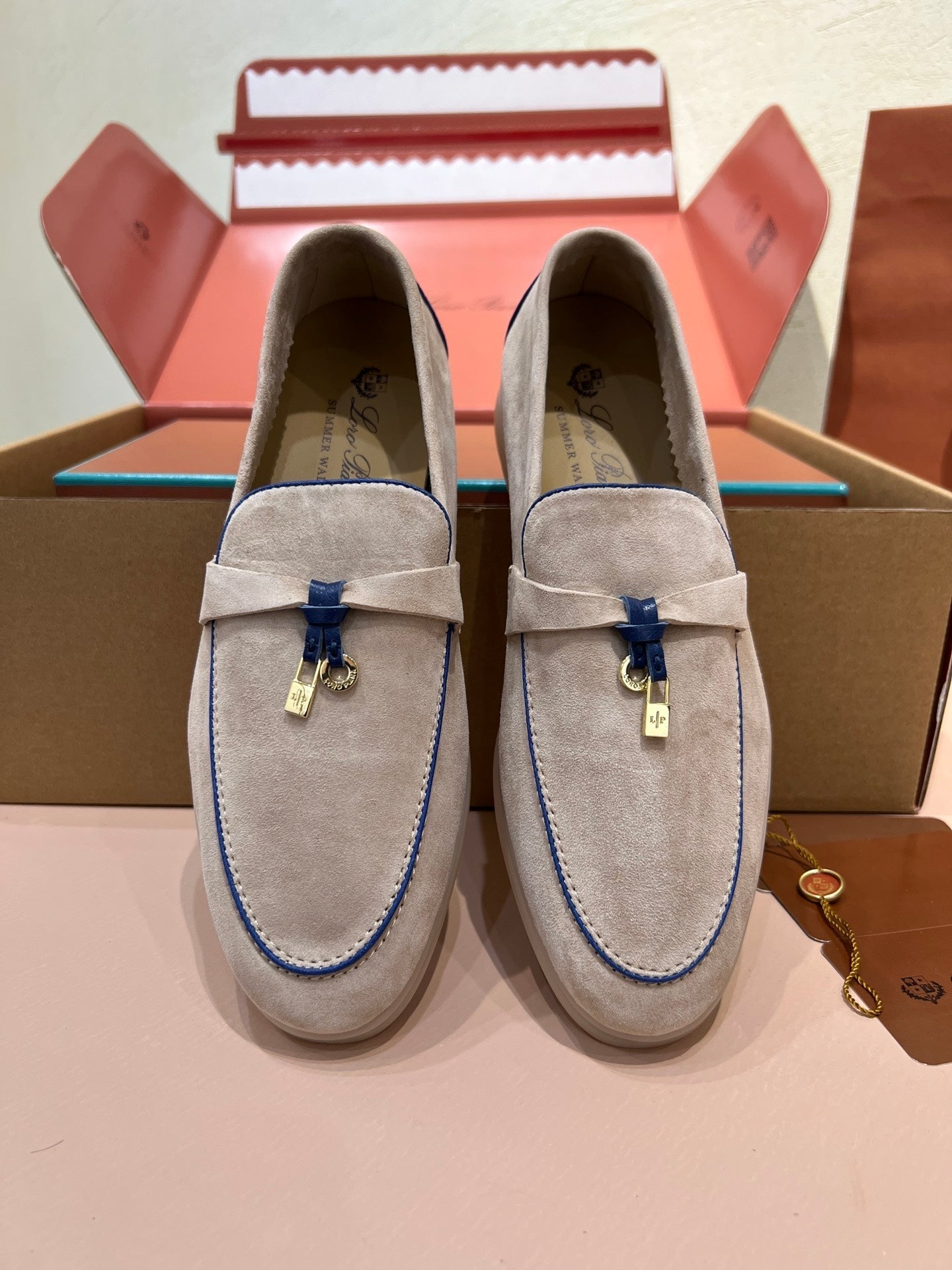 lp summer charm walk loafer  grey blue suede