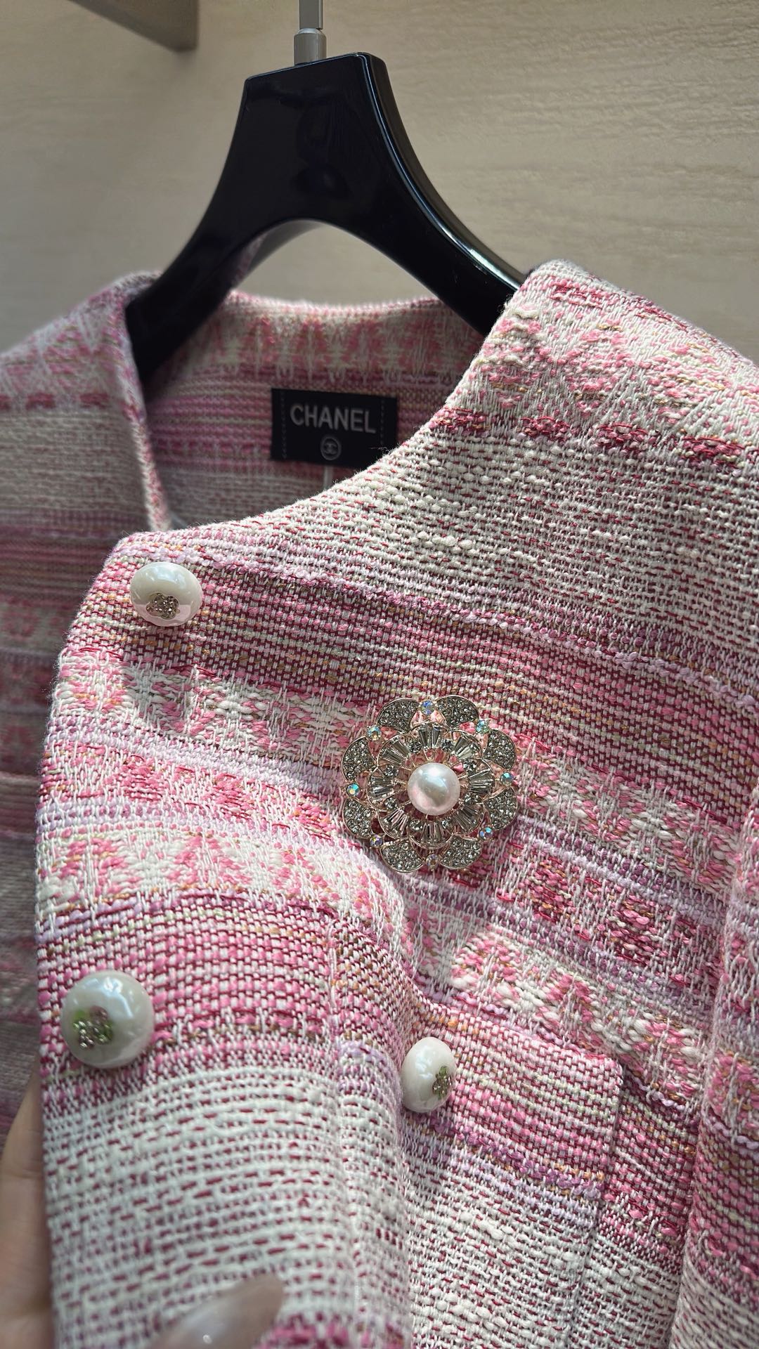 Chanel 2026 Jacket Pink White Tweed Fabric