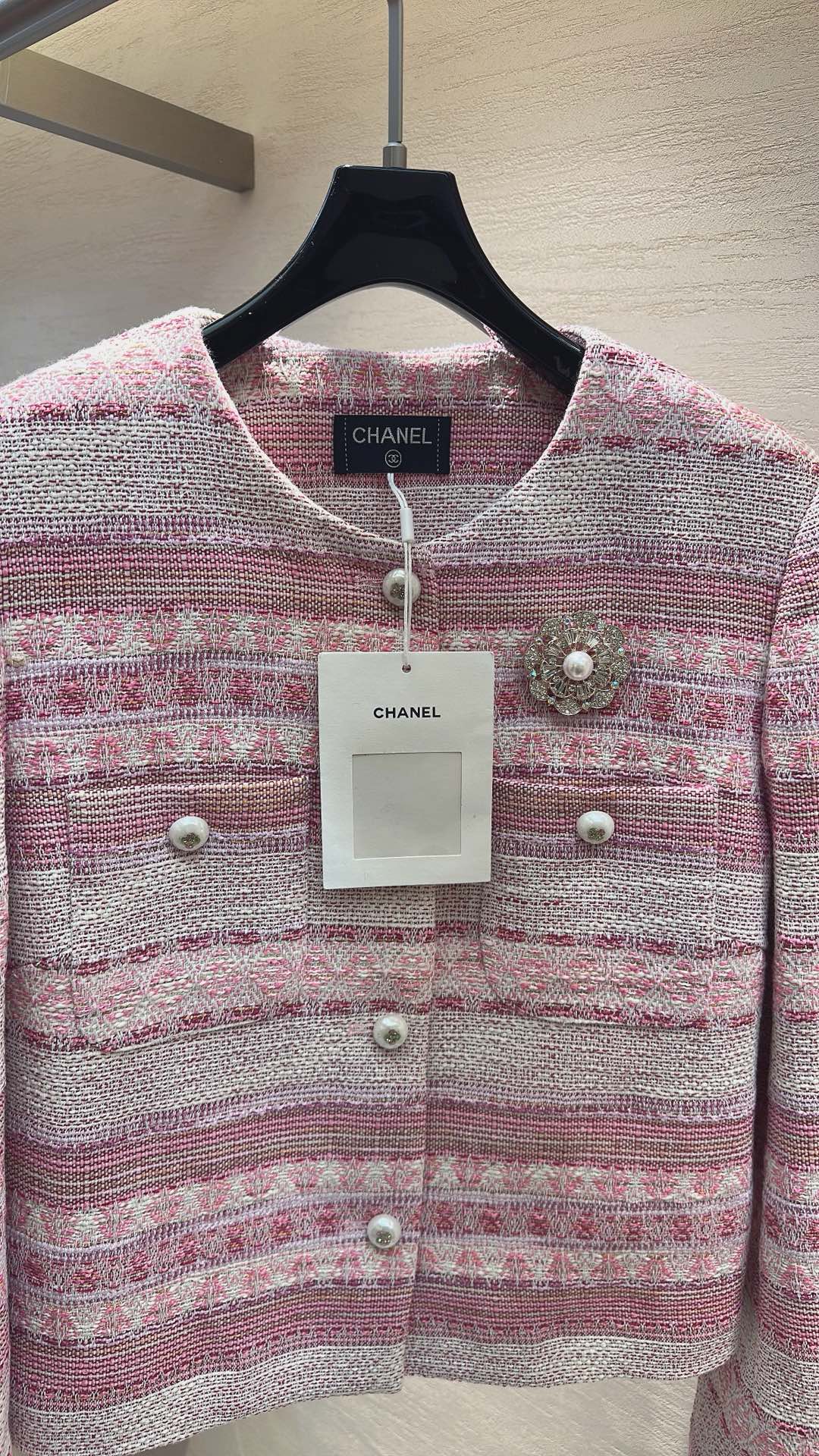 Chanel 2026 Jacket Pink White Tweed Fabric