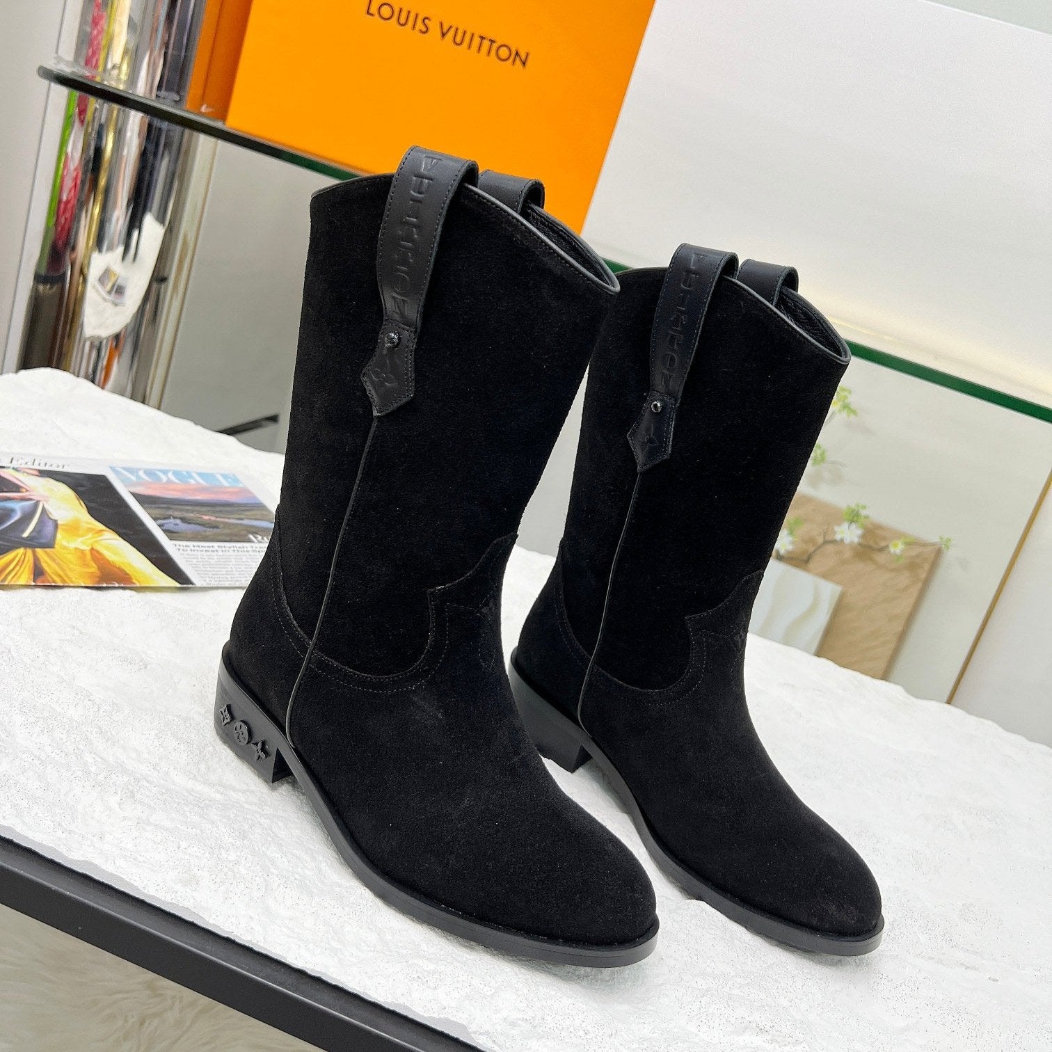 LV Rider Boot Black Suede