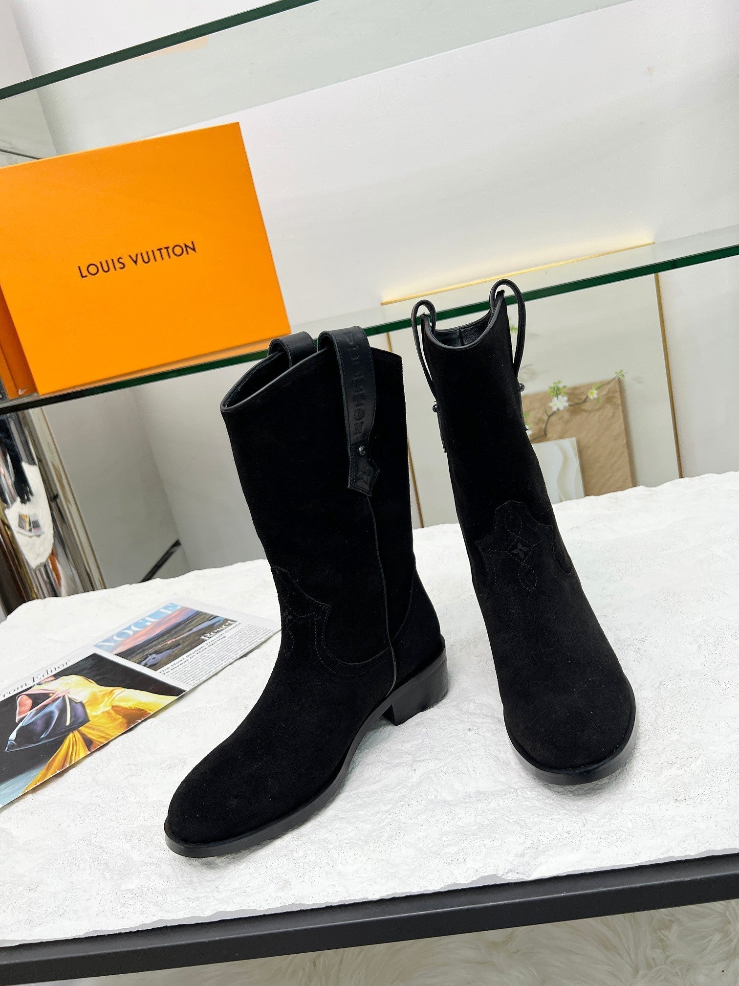 LV Rider Boot Black Suede