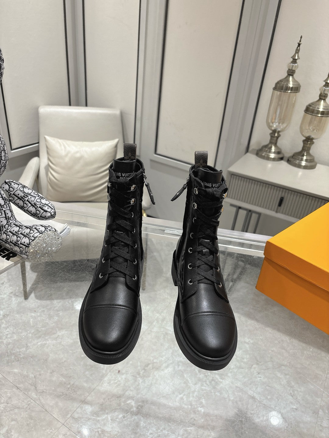 LV Citizen Flat Ranger Boot Black Monogram Cowhide