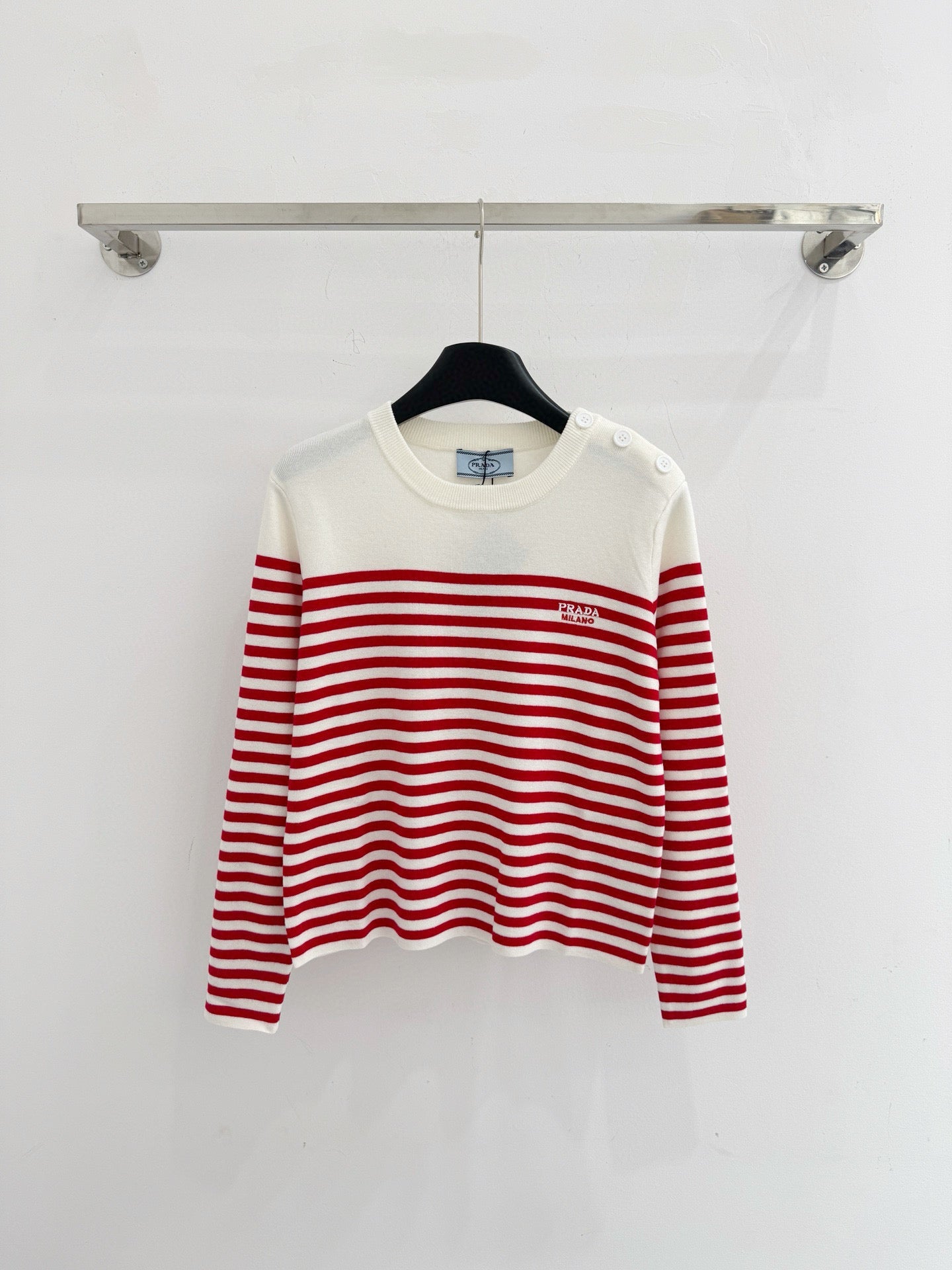 Prada 2025 Striped Knit Sweater Blue and Red Wool