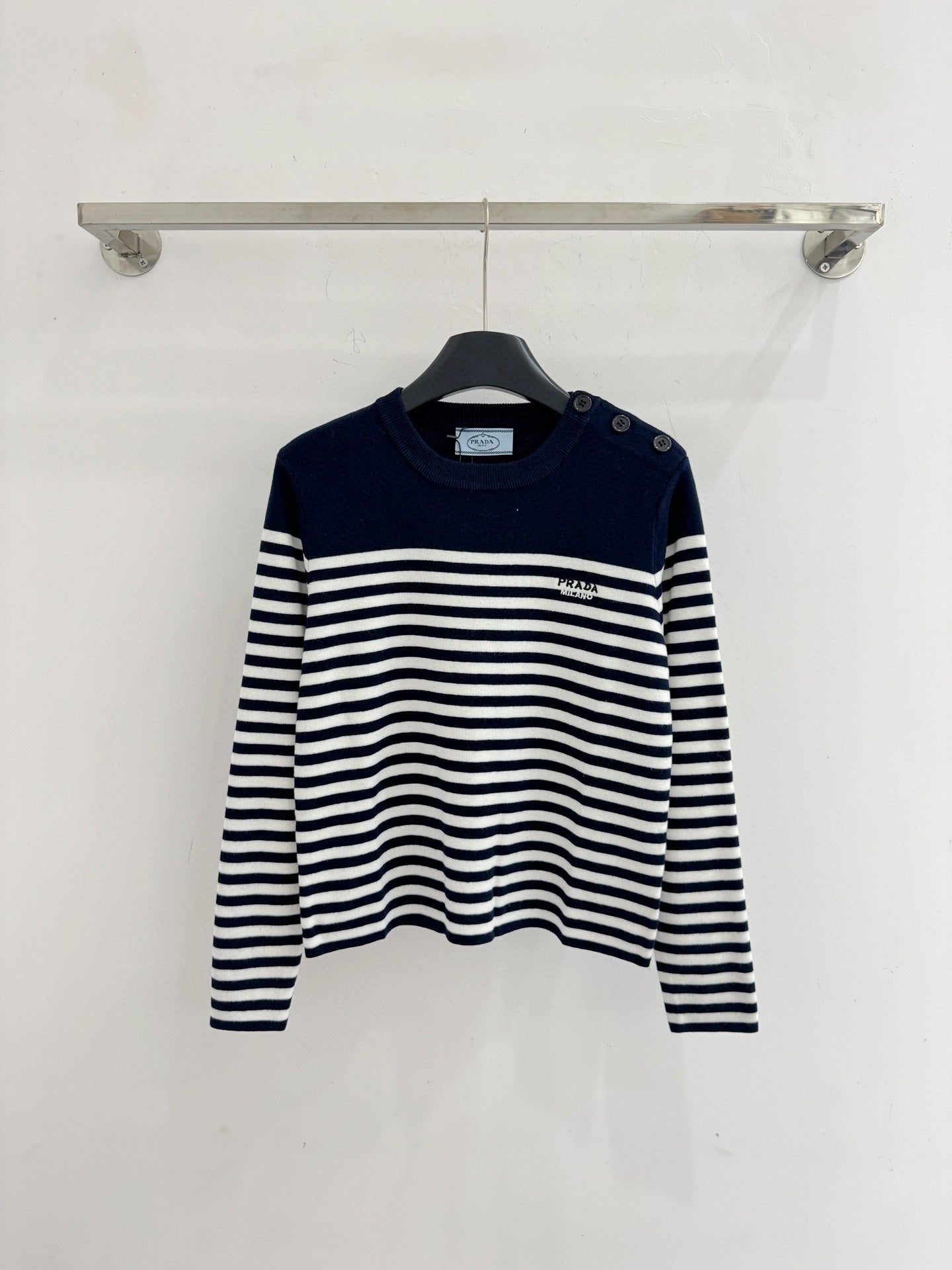 Prada 2025 Striped Knit Sweater Blue and Red Wool