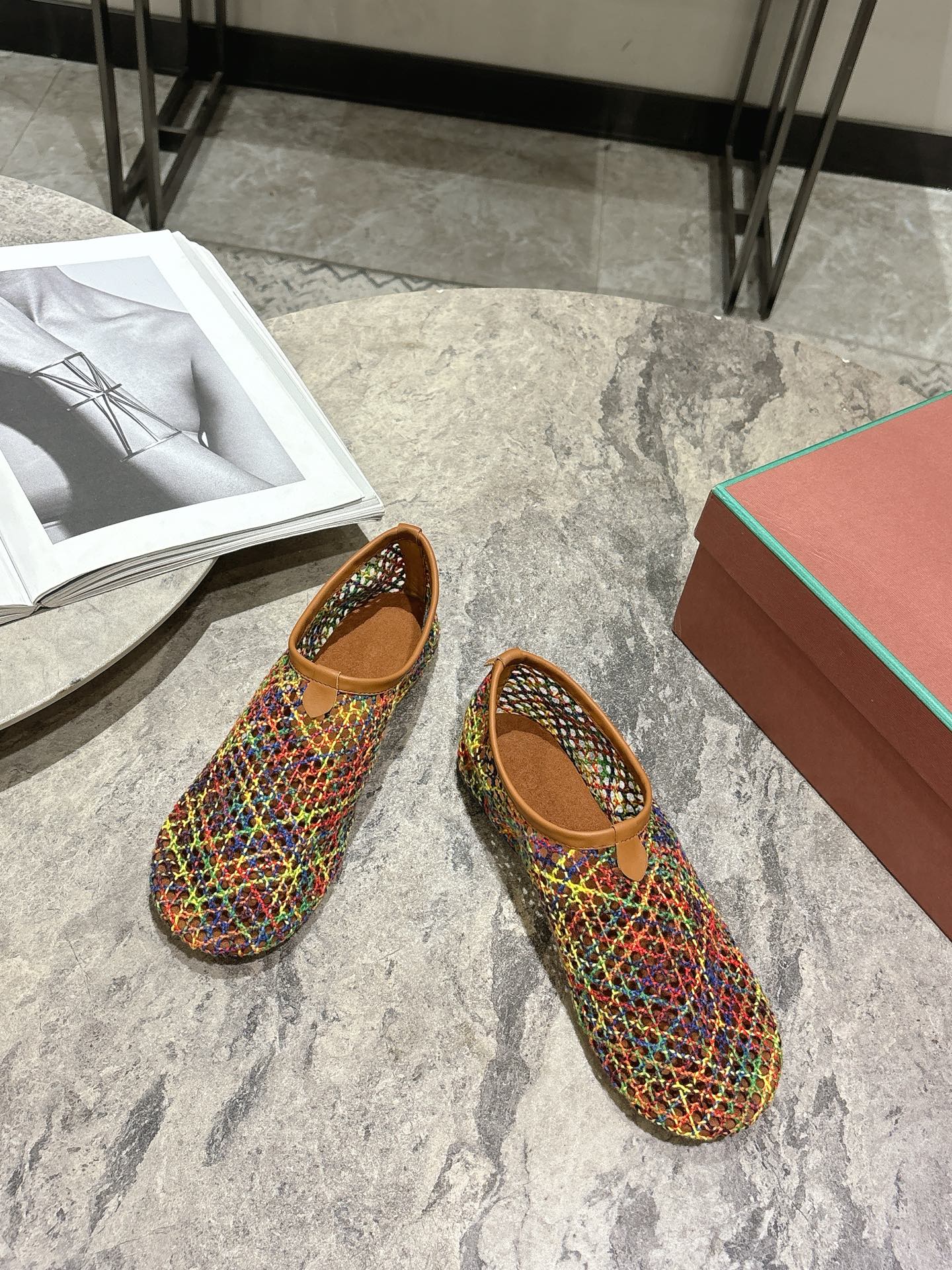 LP hollow knit ballet flats multicolor original leather 379022