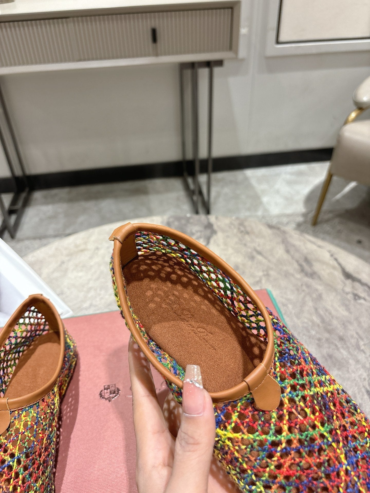 LP hollow knit ballet flats multicolor original leather 379022