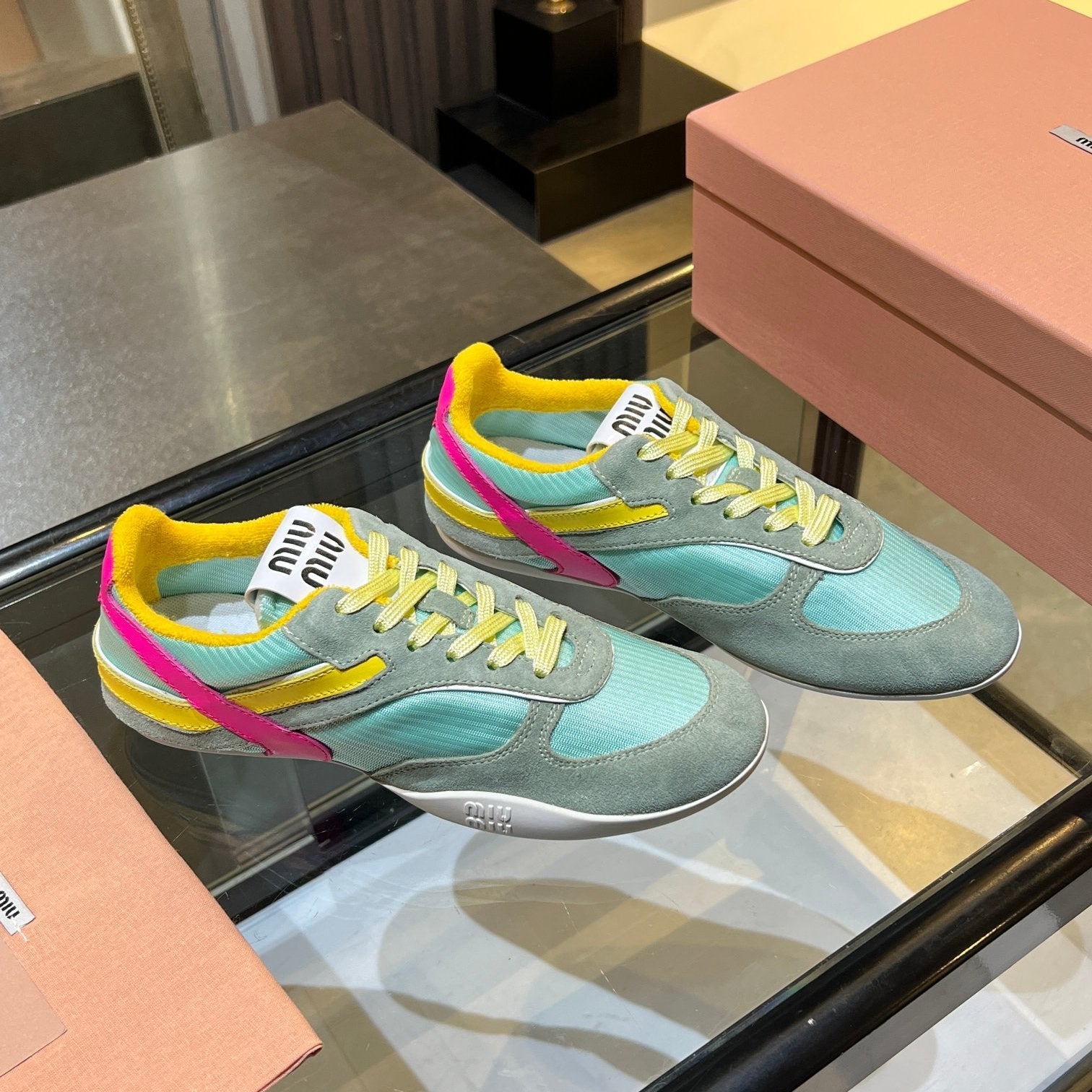 MIU x NB 26ss Sneaker Gray Light Blue Fabric Suede 625657