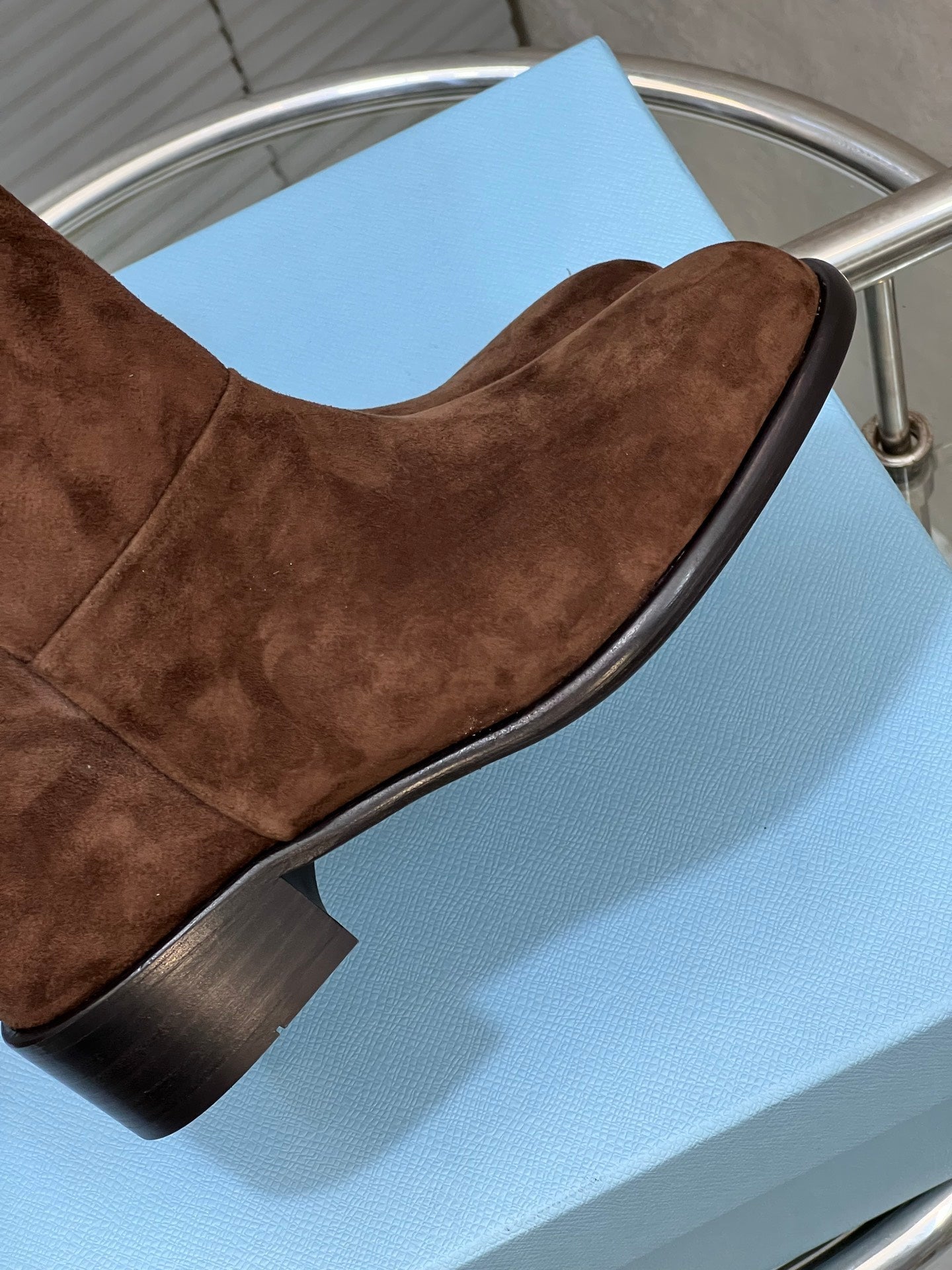 Prada 25 Boot Brown Suede Sheepskin 499844