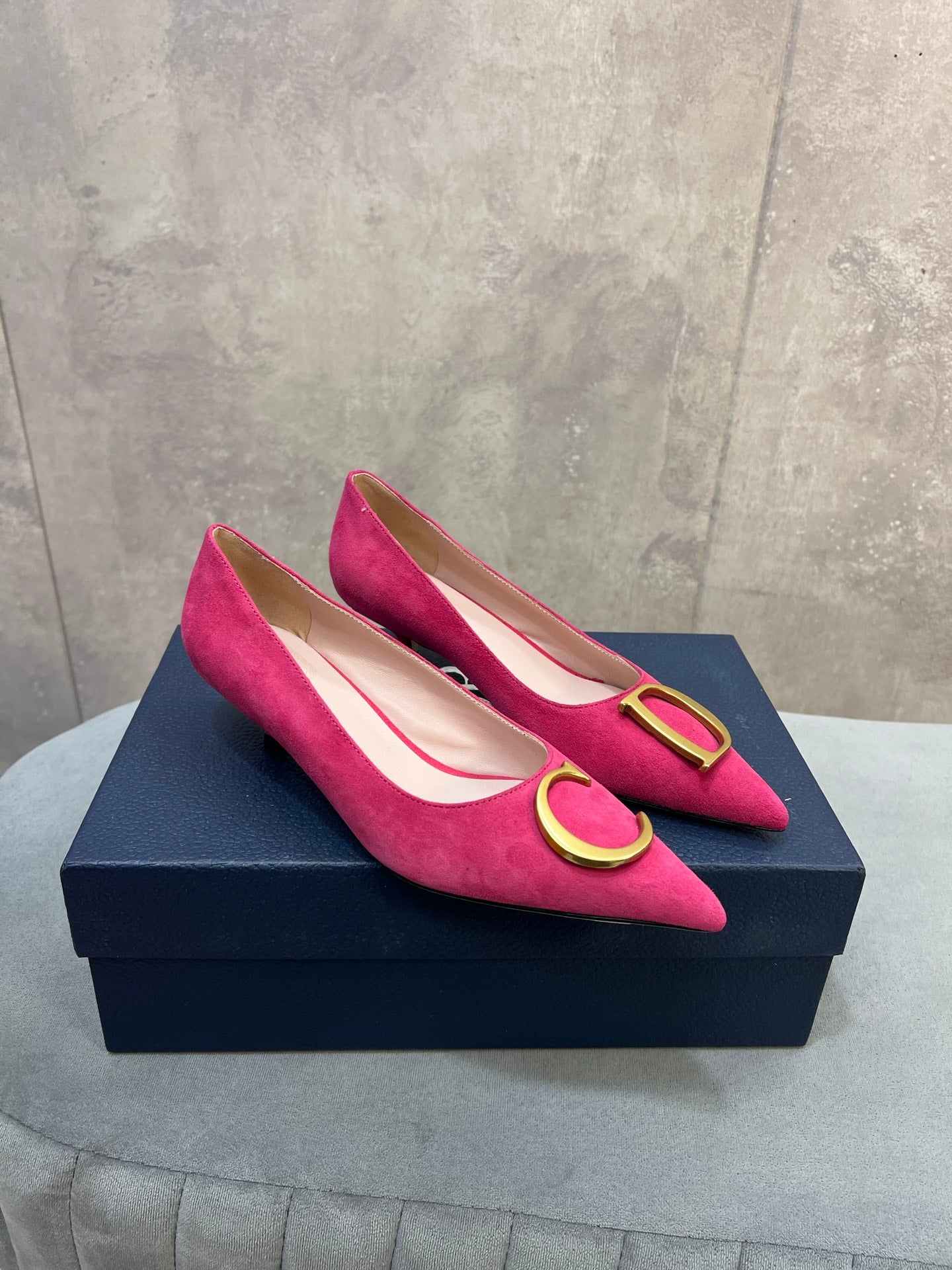 CD 26 High-Heeled 40 Pumps Pink Suede 594580