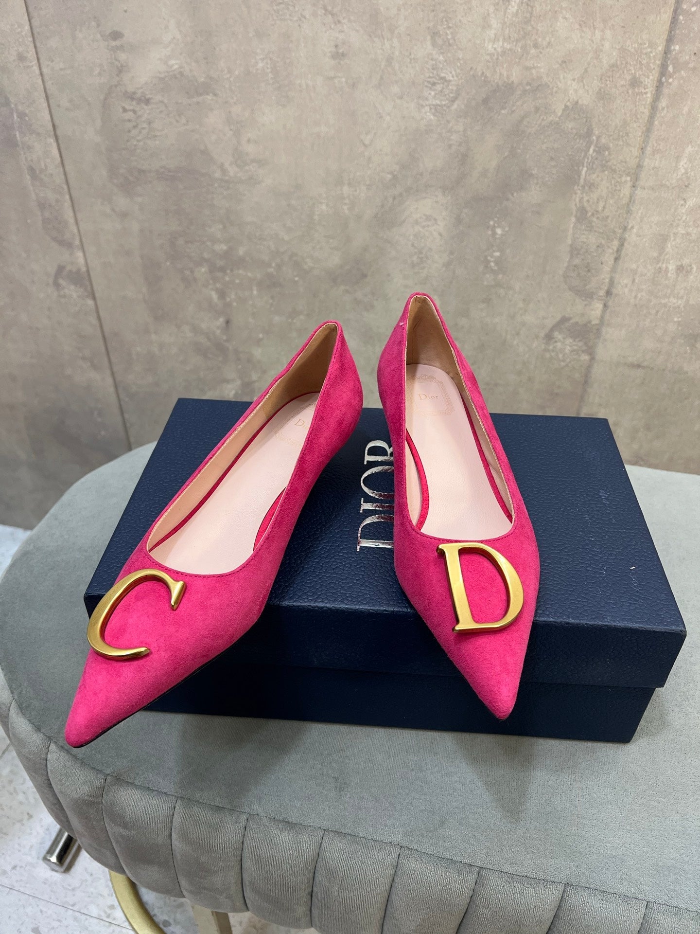 CD 26 High-Heeled 40 Pumps Pink Suede 594580