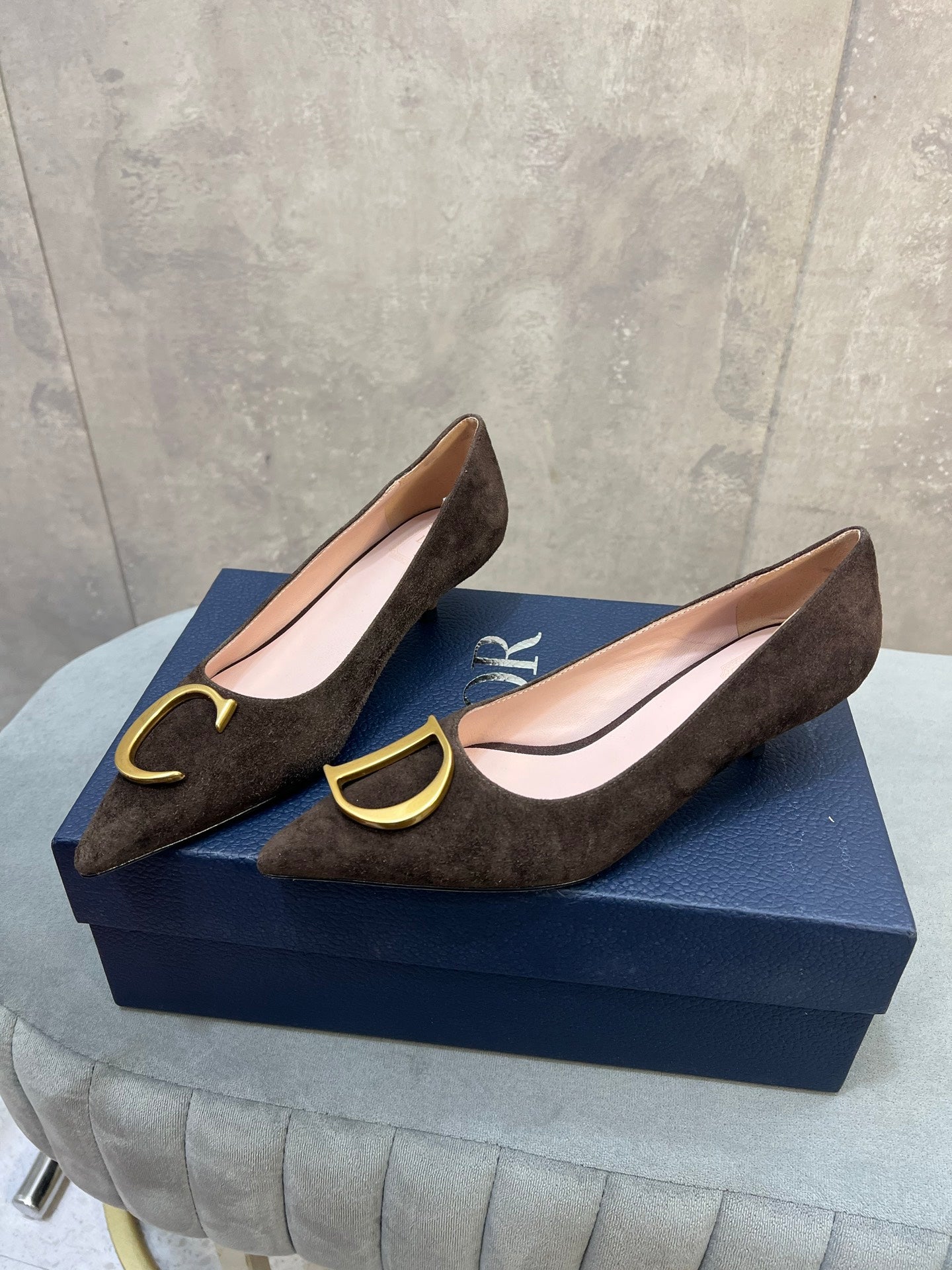 CD 26 High-Heeled 40 Pumps Dark Brown Suede 594582