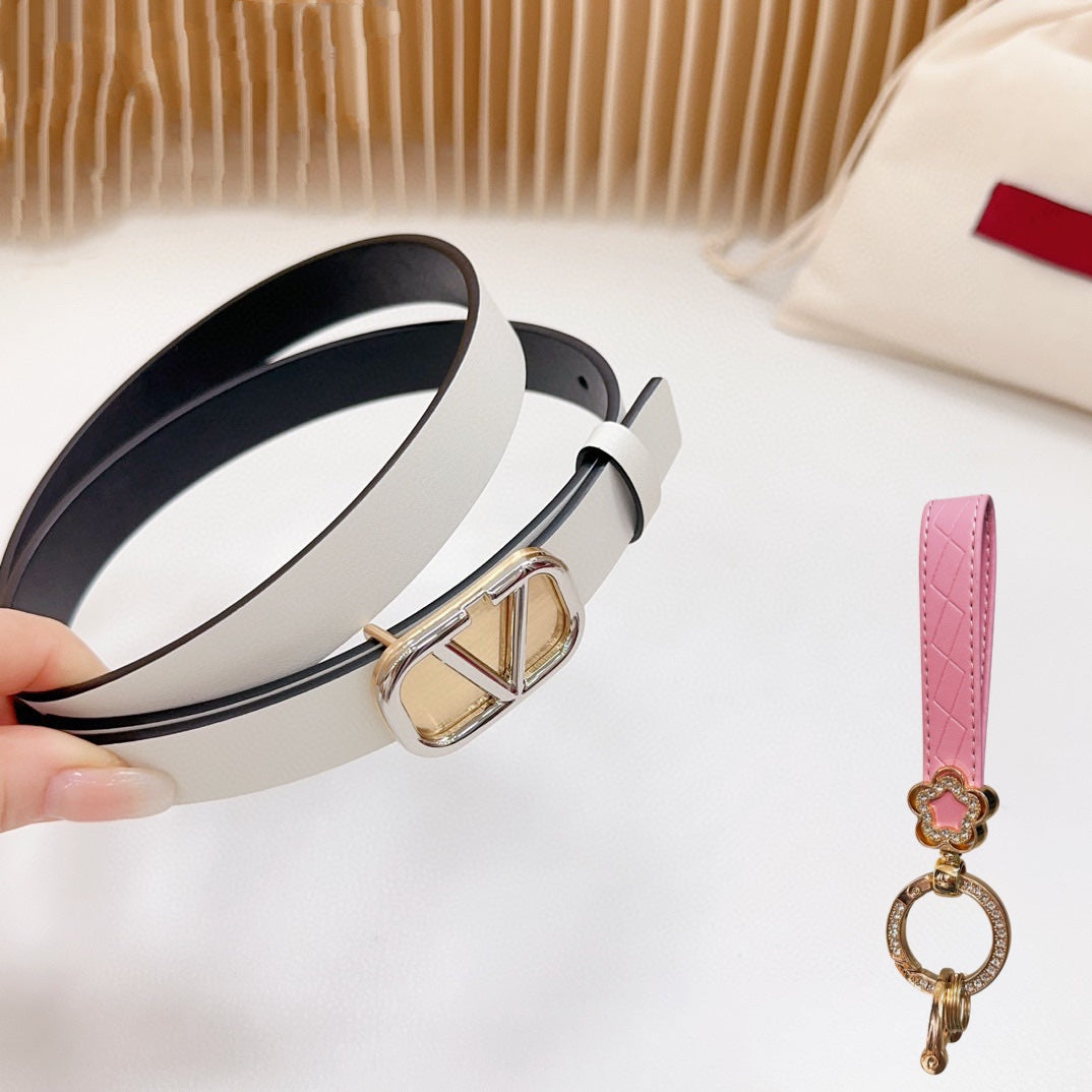 Silver Vlogo and Gold Hardware Buckle Black White Calfskin 20mm