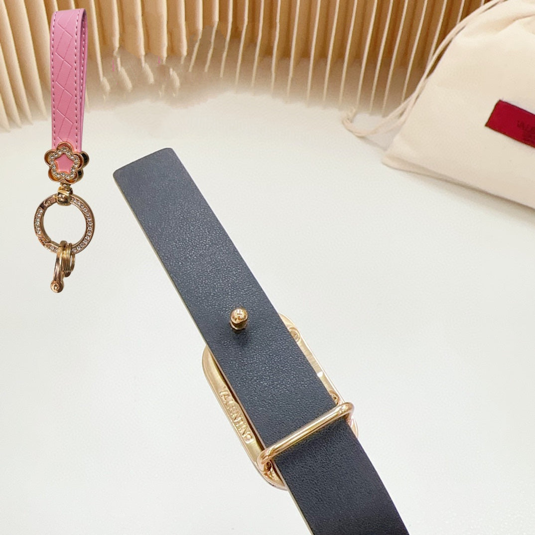 Gold Vlogo and Silver Hardware Buckle Brown Black Calfskin 20mm