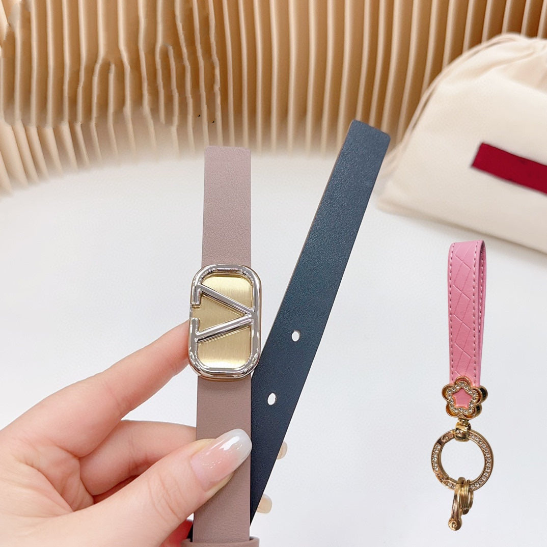 Gold Vlogo and Silver Hardware Buckle Brown Black Calfskin 20mm