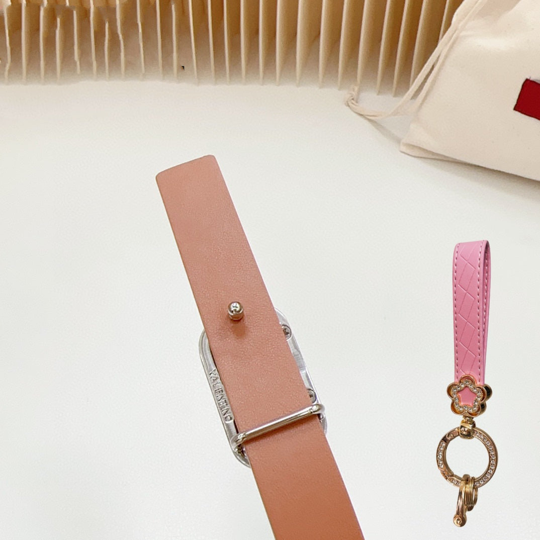 Gold Vlogo and Silver Hardware Buckle Tan Calfskin 20mm