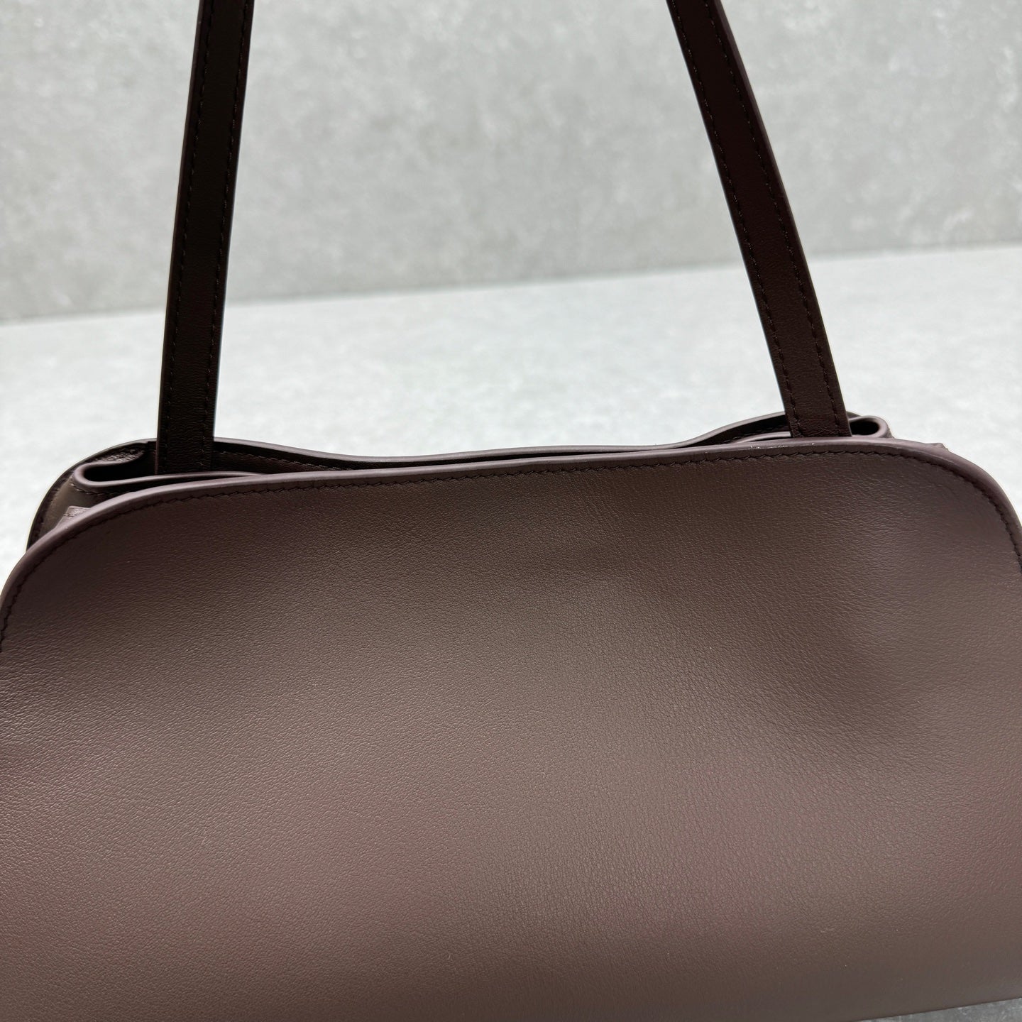 The Row 2025 Peggy Clutch 28cm Chocolate Leather