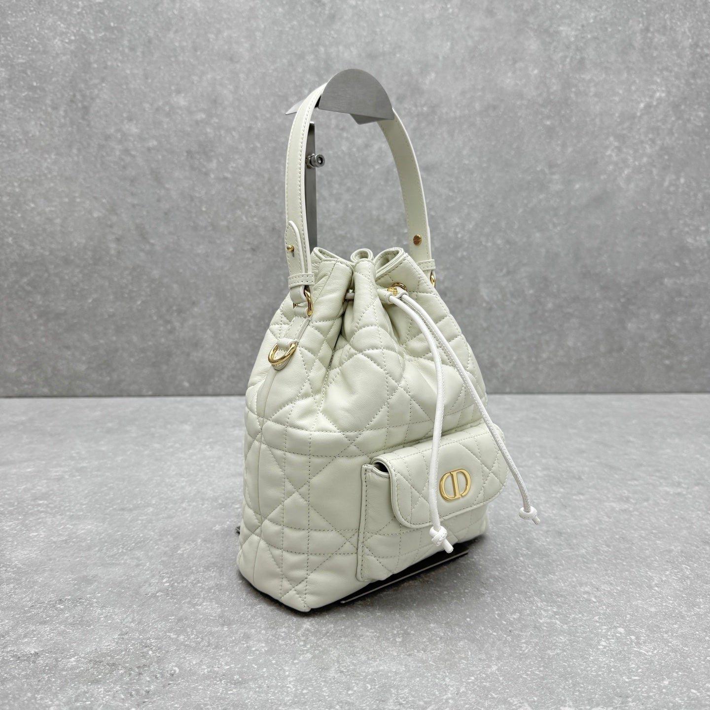 Dior 2025 Coconut Bucket Bag 25cm White Lambskin
