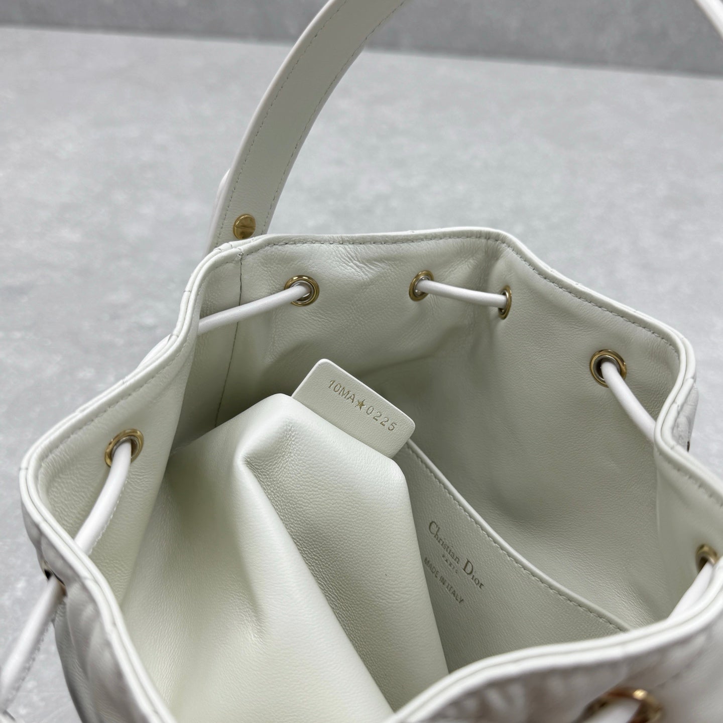 Dior 2025 Coconut Bucket Bag 25cm White Lambskin