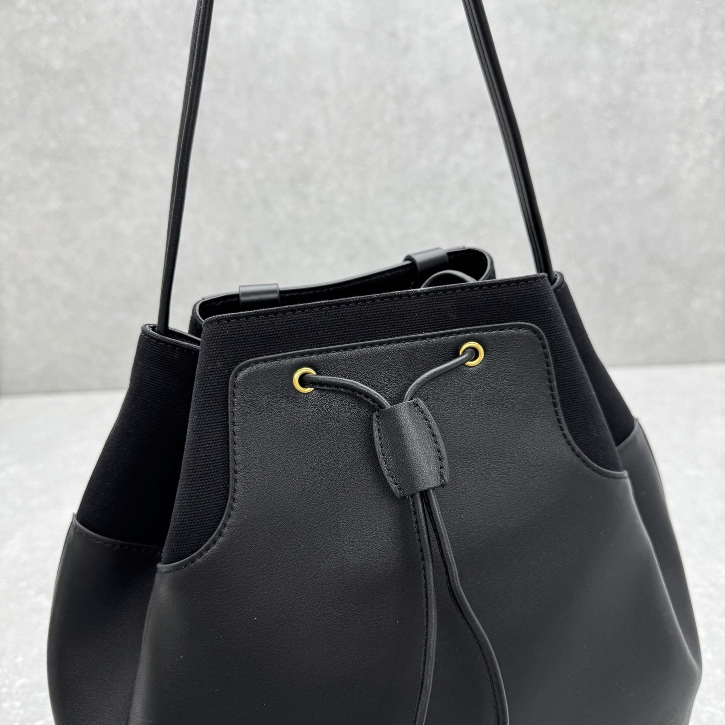 The Row 2025 Spring Backpack 38cm Black Leather Fabric