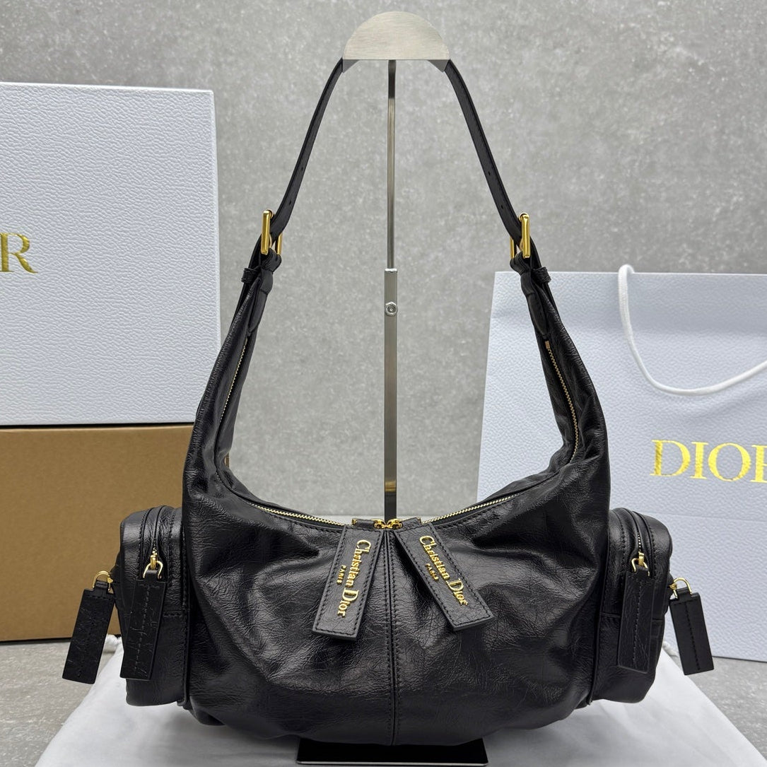 Dior 2025 Grand Tour Multipocket Bag 52cm Black Calfskin