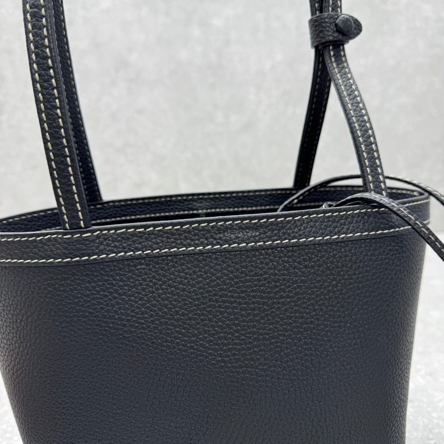 The Row 2025 Park Tote Stitch Bag Black 22cm Leather