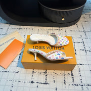 LV Mule 6AM LV x TM 55mm White with Monogram Multicolore Leather 218907