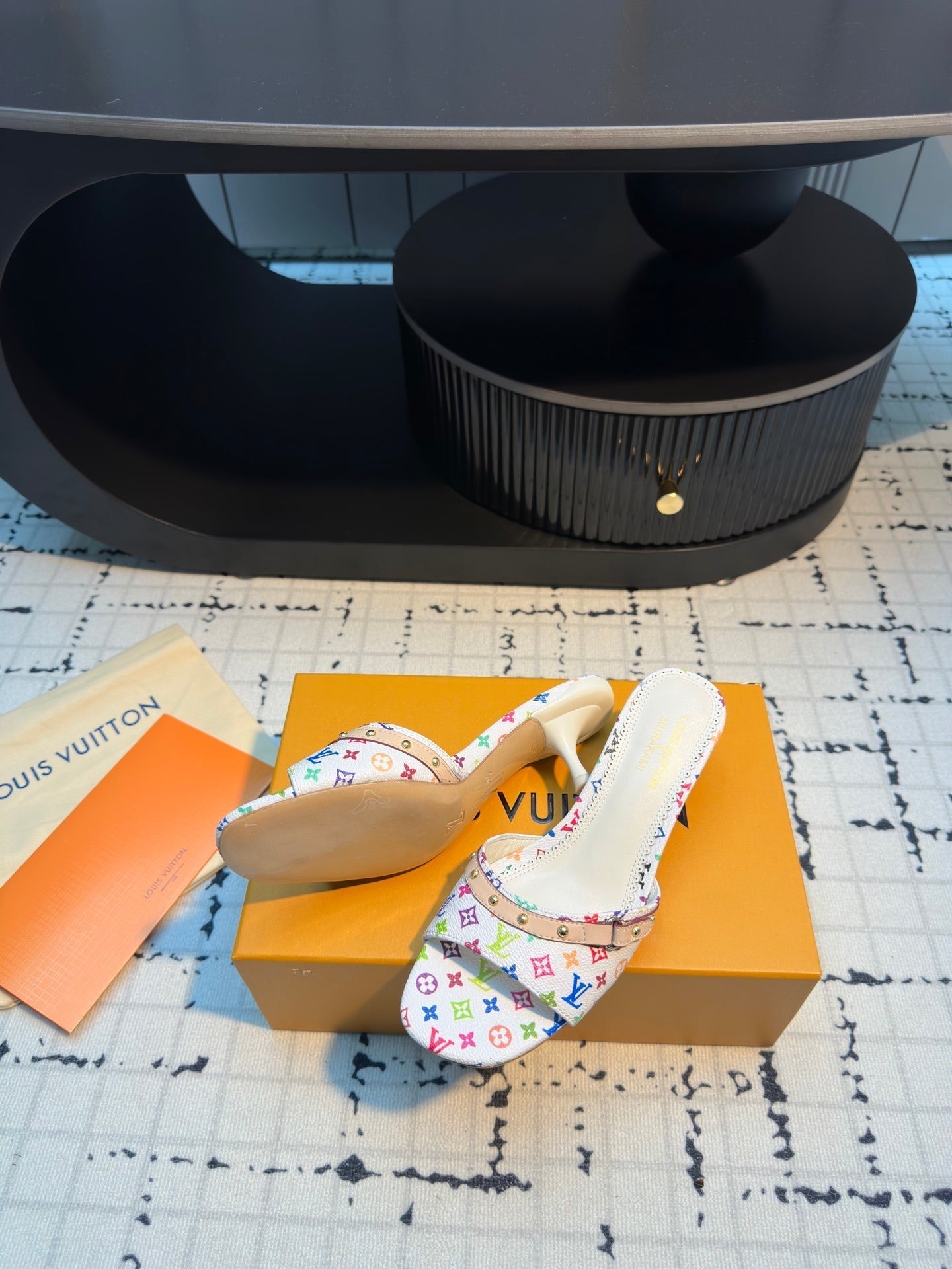 LV Mule 6AM LV x TM 55mm White with Monogram Multicolore Leather 218907