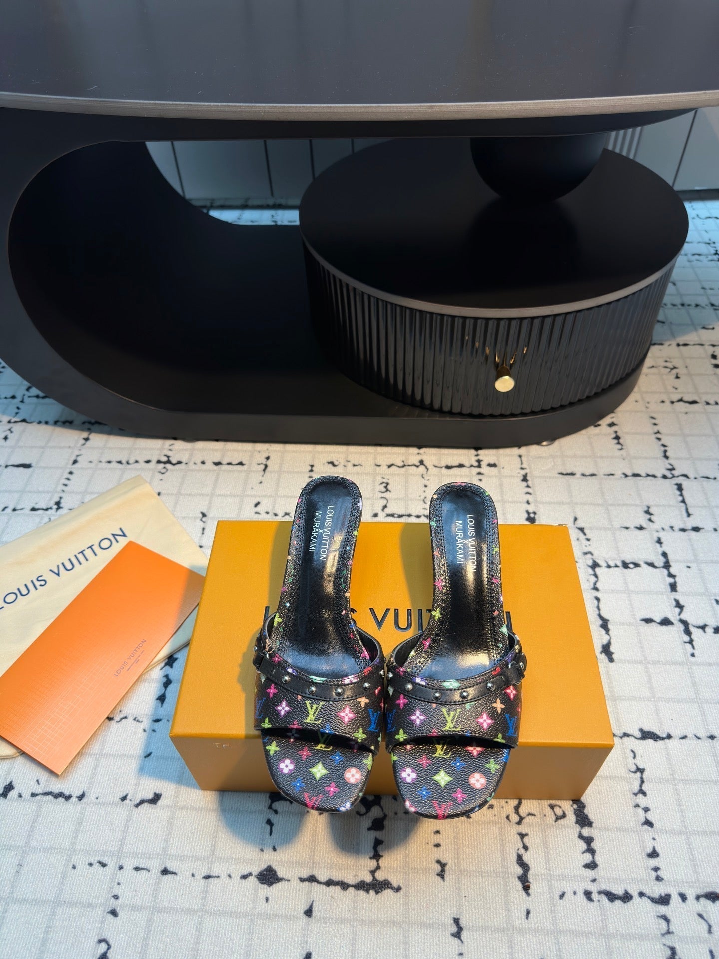 LV Mule 6AM LV x TM 55mm Black with Monogram Multicolore Leather 218908