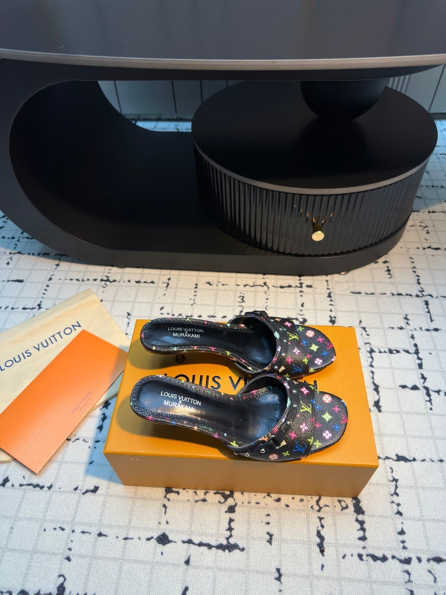 LV Mule 6AM LV x TM 55mm Black with Monogram Multicolore Leather 218908